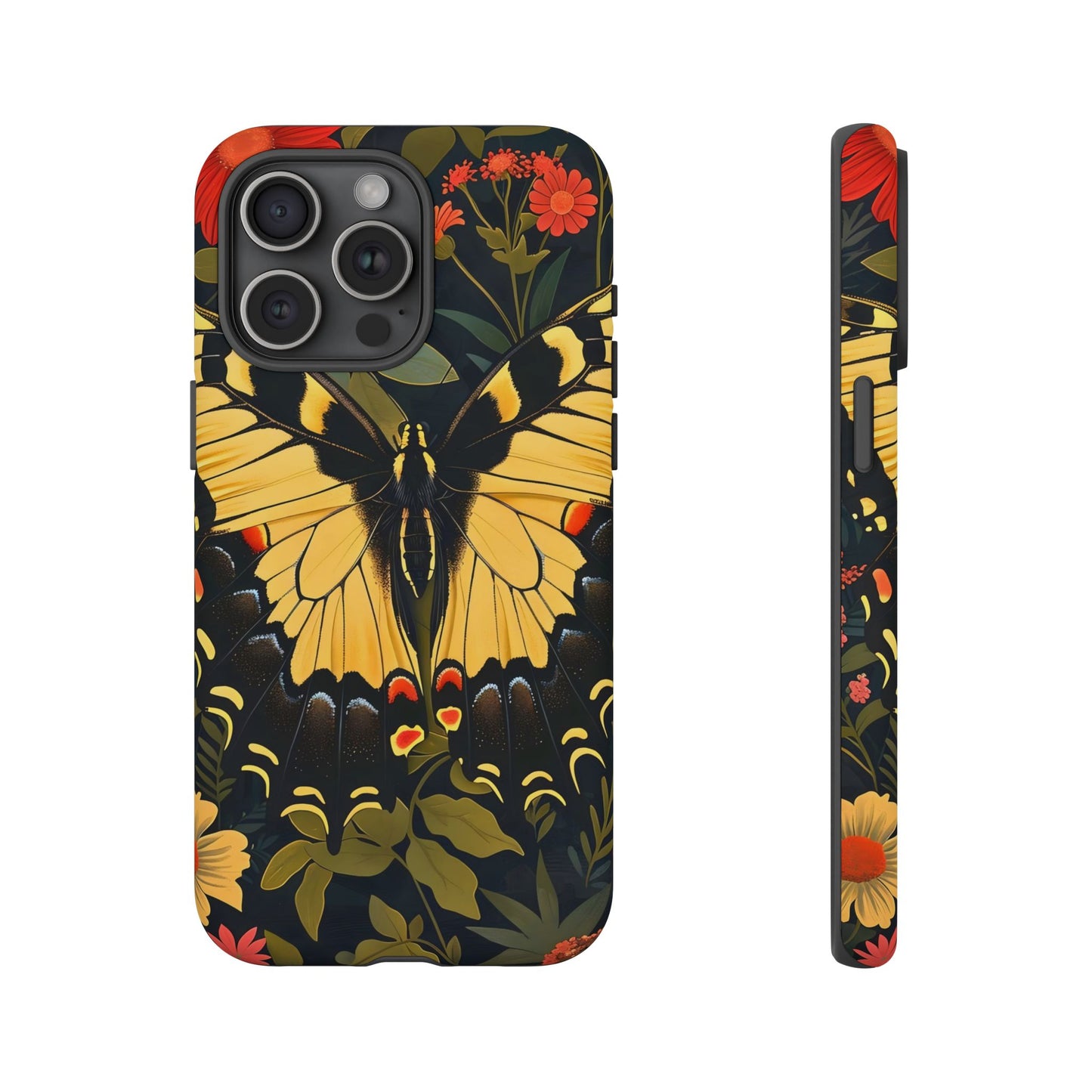 Butterfly Floral Phone Case, Tough Cases with Vibrant Design, Protective Cover for Nature Lovers, Gift for Her