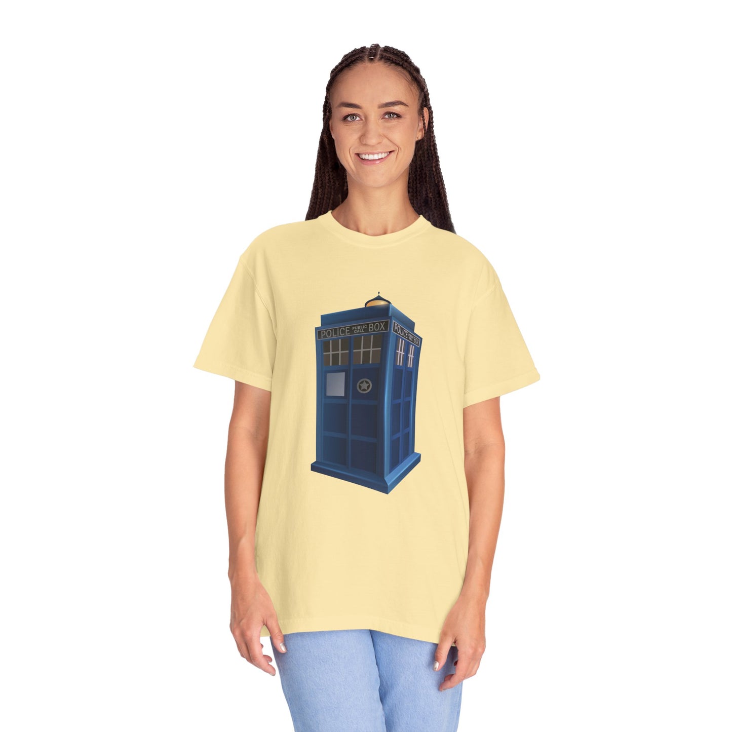 Unisex Garment-Dyed T-shirt - British Police Public Call Box - Iconic TARDIS
