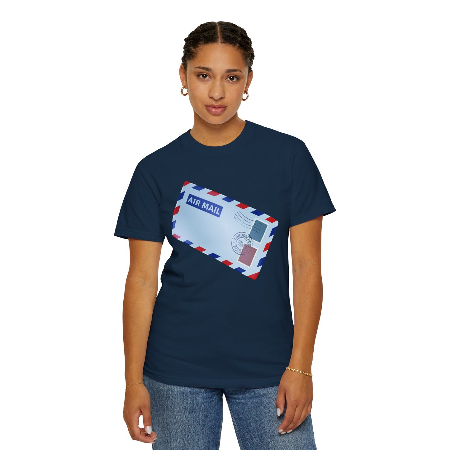 Unisex Garment-Dyed T-shirt - Vintage British Air Mail - Classic Postal Design