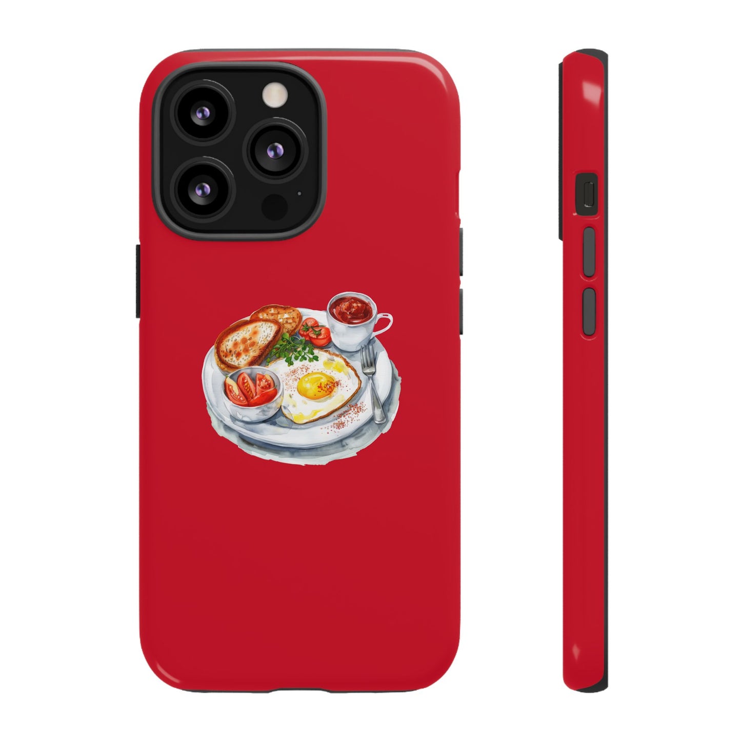 Breakfast-Inspired Phone Case, Tough Phone Covers, Foodie Gifts, Unique Accessories, Cute Kitchen Decor, Red Phone Case