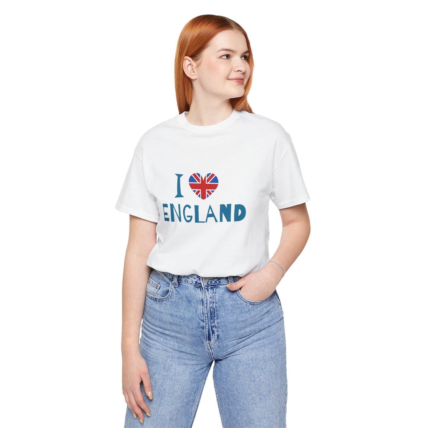Unisex Jersey Short Sleeve Tee - I Love England - Union Jack Heart Design
