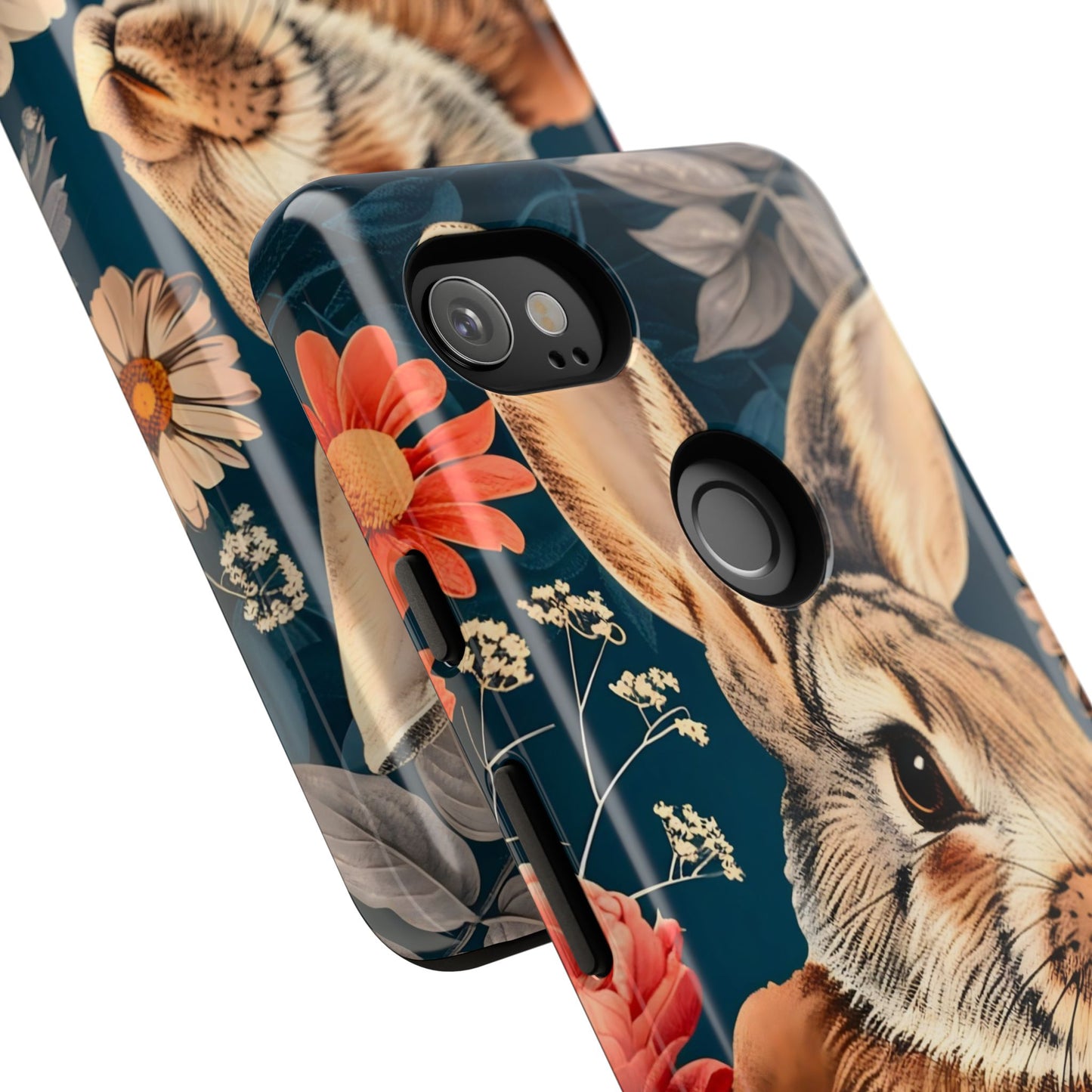 Floral Rabbit Phone Case, Cute Phone Cover, Tough Cases for Animal Lovers, Unique Gift for Birthdays, Nature-Themed Accessories
