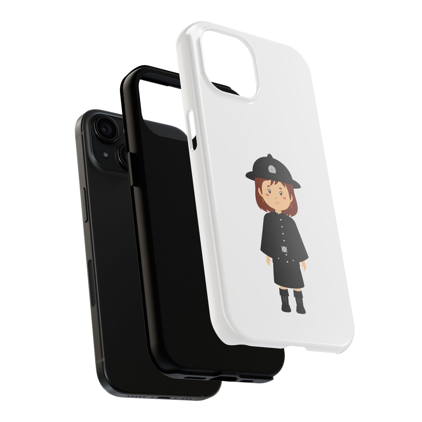 Cute Police Officer Tough Phone Case, Protective Cover, Phone Accessory, Gift for Him/Her, Fun Design for All Ages, Cartoon Case