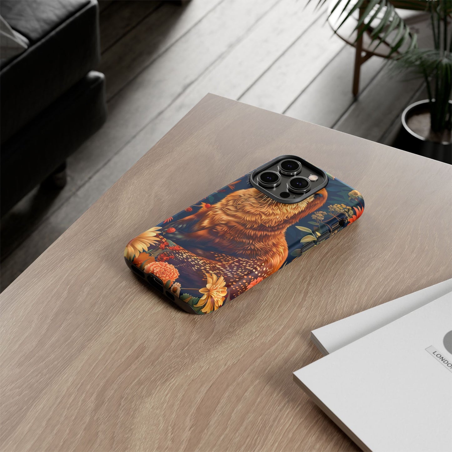 Otter Phone Case, Floral Otter Design, Tough Phone Cover, Nature Lover Gift, Cute Animal Accessories