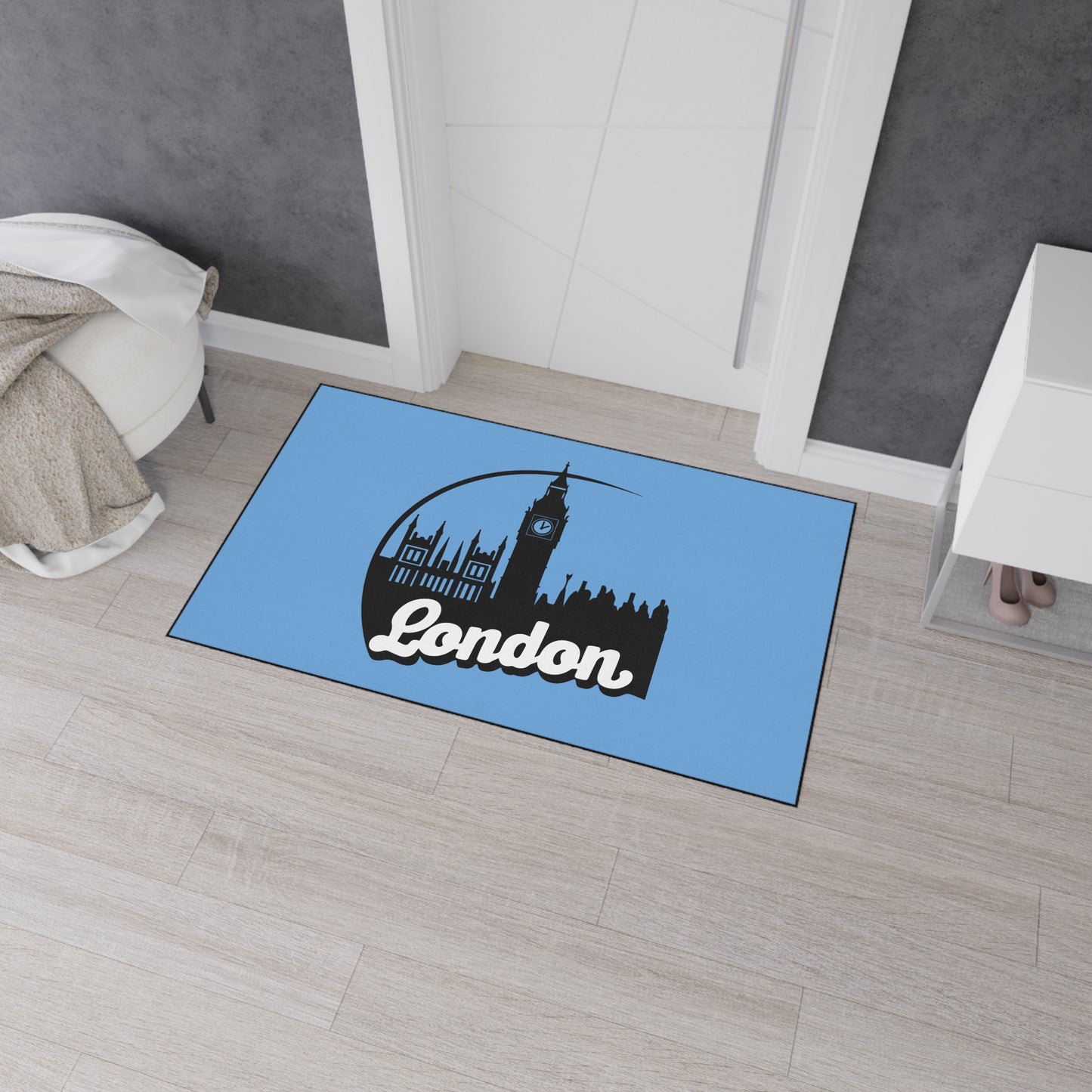 London Skyline Heavy Duty Floor Mat, Home Decor, Rug, Kitchen Mat, Entryway Welcome Mat, Gift for Travelers