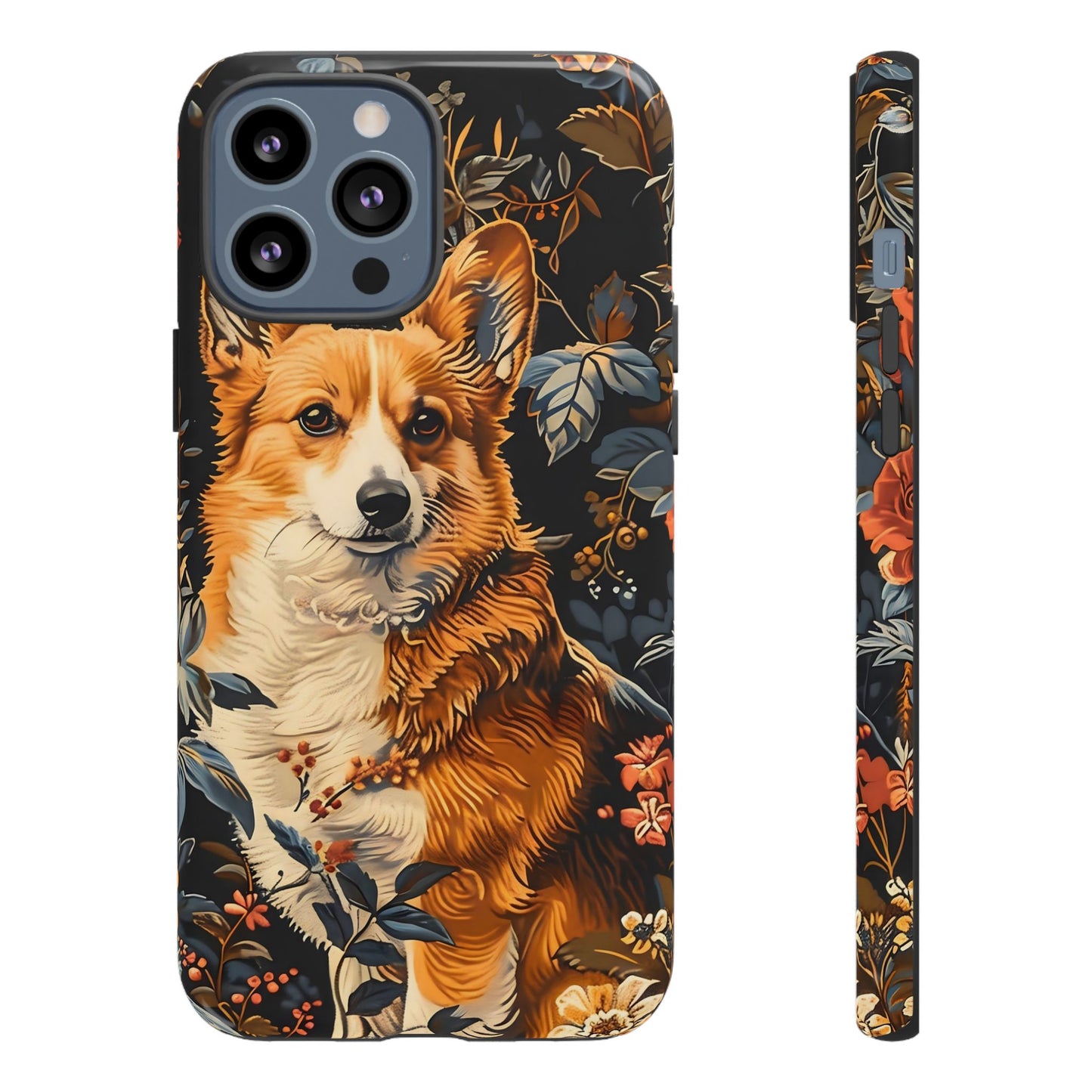 Corgi Floral Phone Case - Tough Cases for Dog Lovers, Cute Pet Accessories, Gift for Dog Owners, Floral Design, Personalized Tech Cover