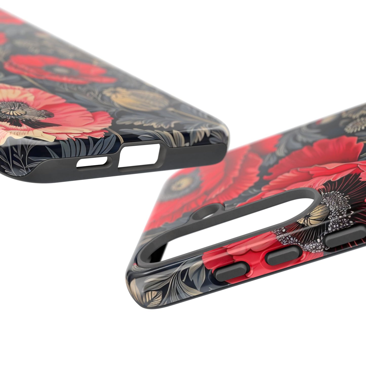 Floral Phone Case with Artistic Poppies, Tough Cases, Flower Design, Nature Lover Gift, Customizable Mobile Cover, Stylish Phone Accessories
