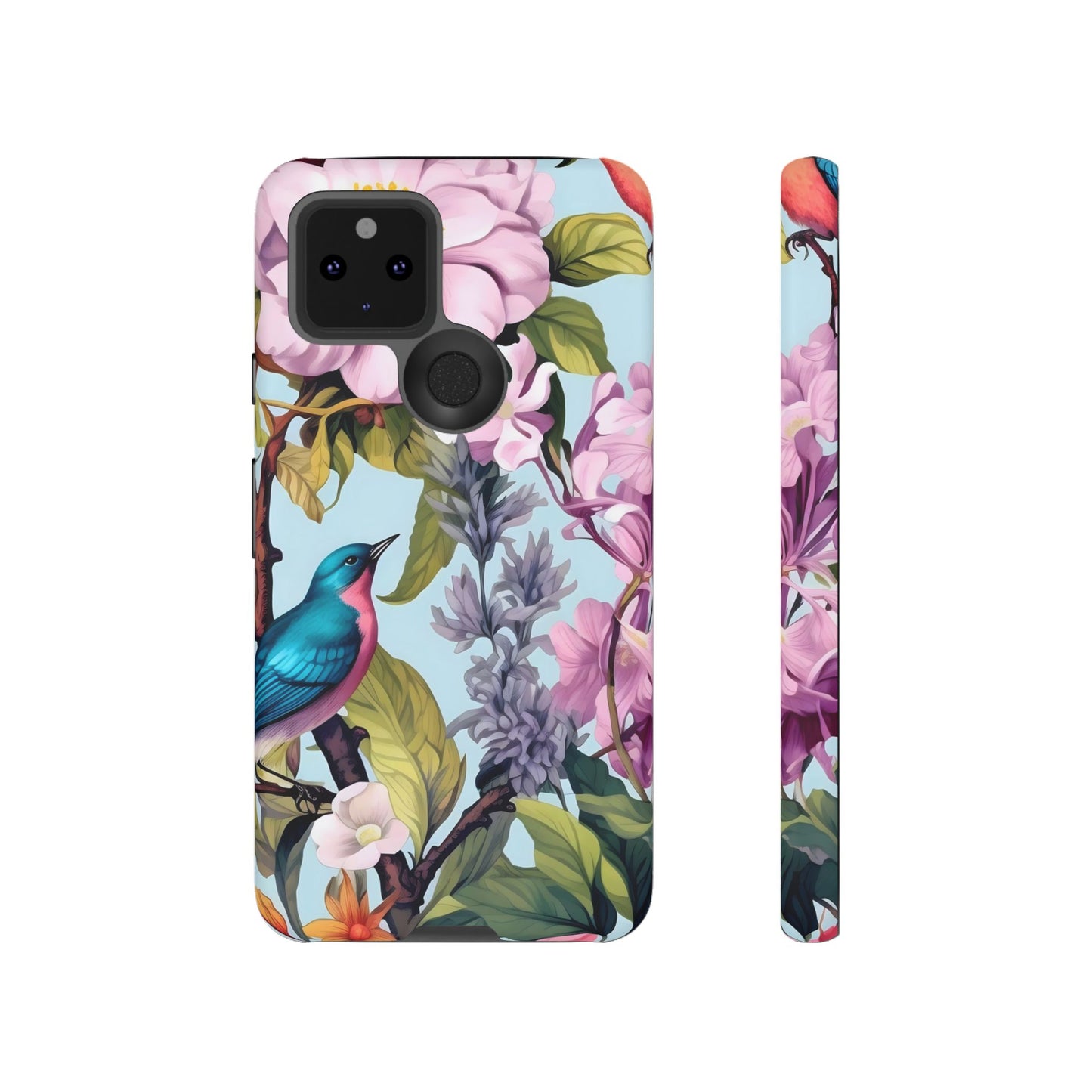 Floral Phone Case with Birds, Tough Cases for Nature Lovers, Stylish Phone Accessories, Unique Gifts for Her, Cute Tech Protector