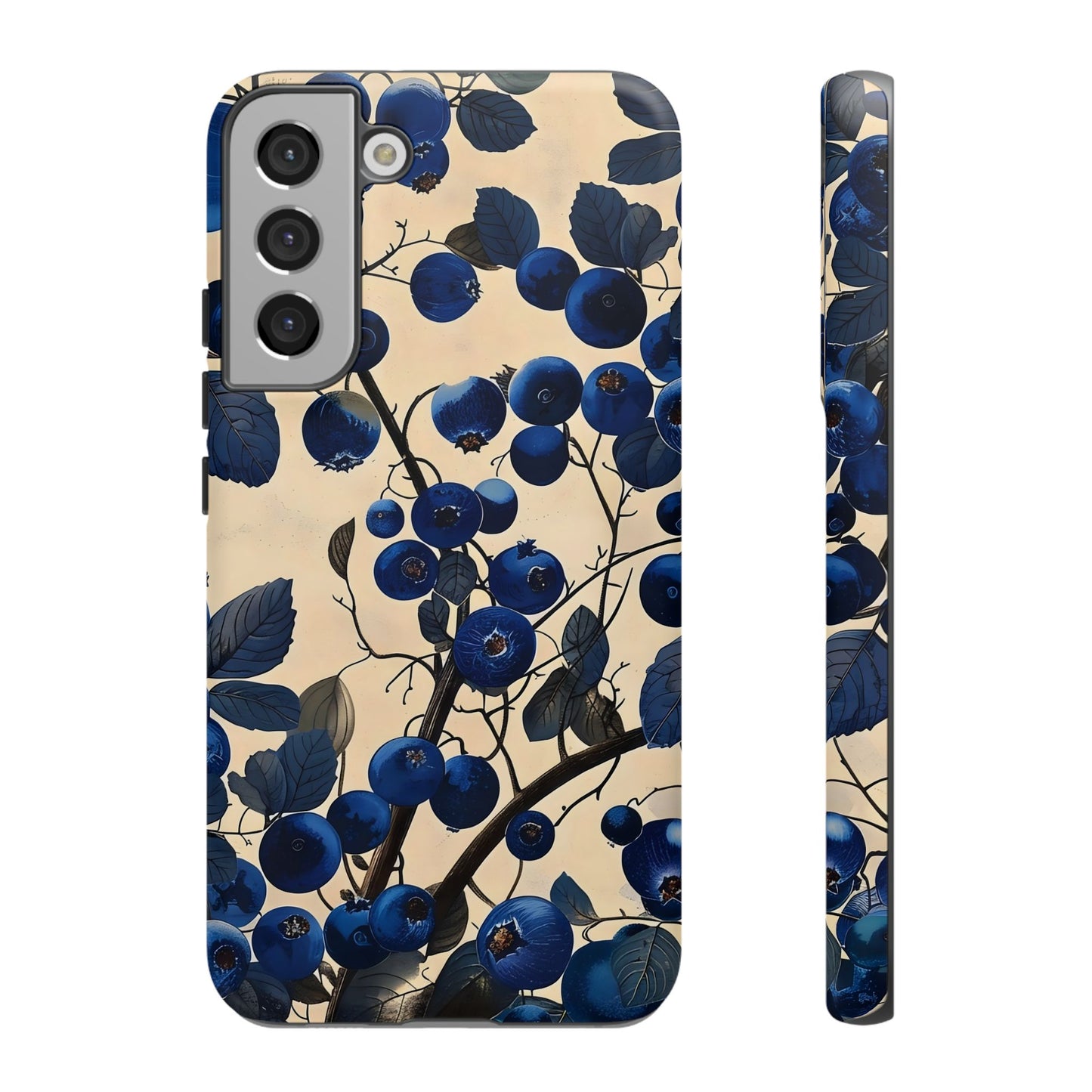 Blue Berry Tough Phone Case, Floral Phone Cover, Stylish Protective Case, Unique Gift for Her, Phone Accessories