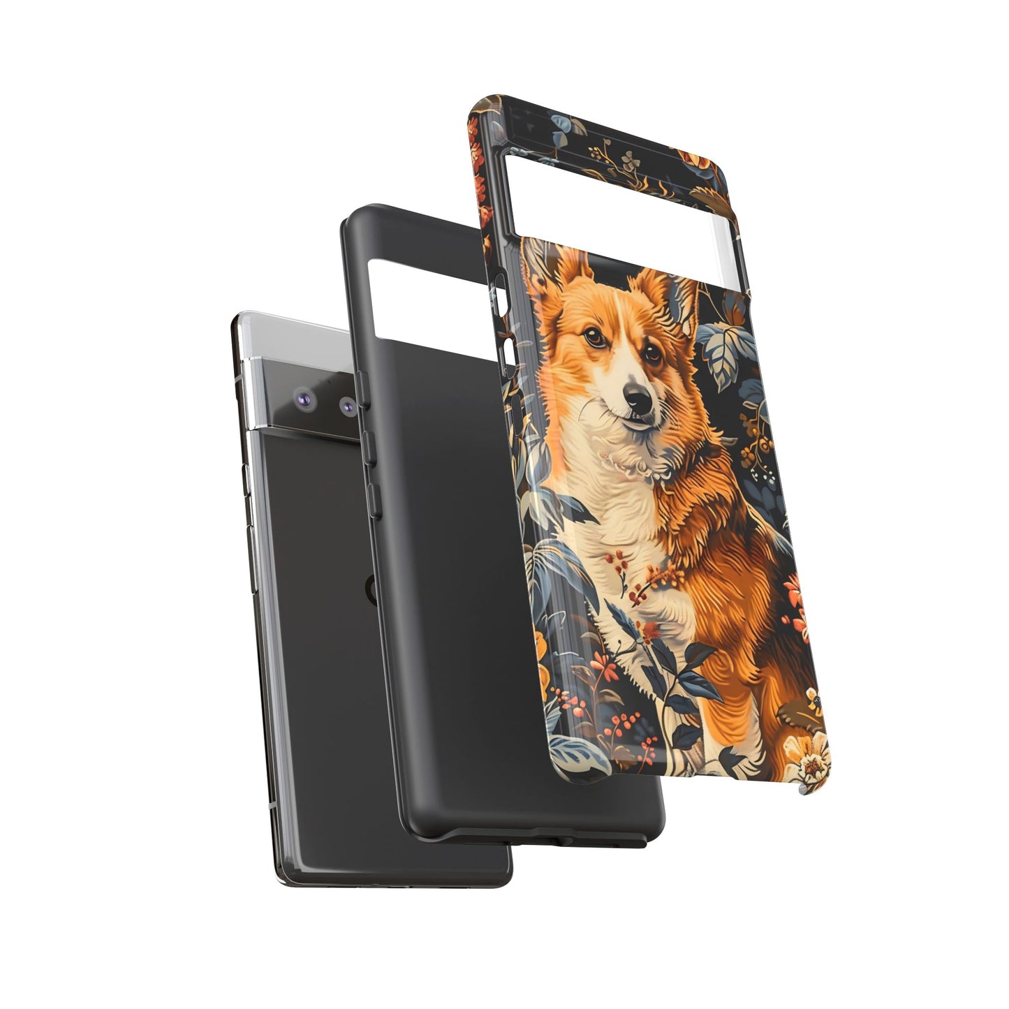 Corgi Floral Phone Case - Tough Cases for Dog Lovers, Cute Pet Accessories, Gift for Dog Owners, Floral Design, Personalized Tech Cover