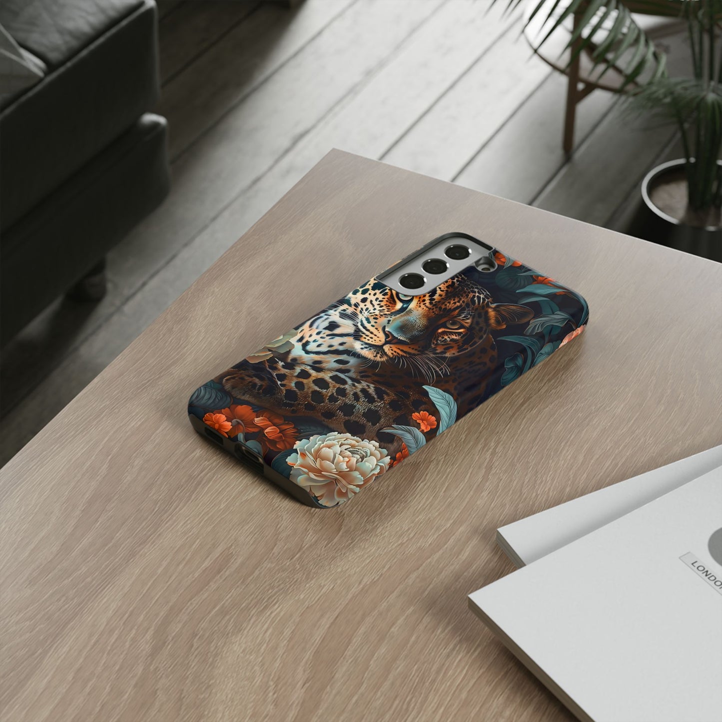 Wildlife Phone Case with Leopard Design | Tough Cases, Animal Prints, Floral Phone Cover, Gift for Nature Lovers, Unique Phone Accessories