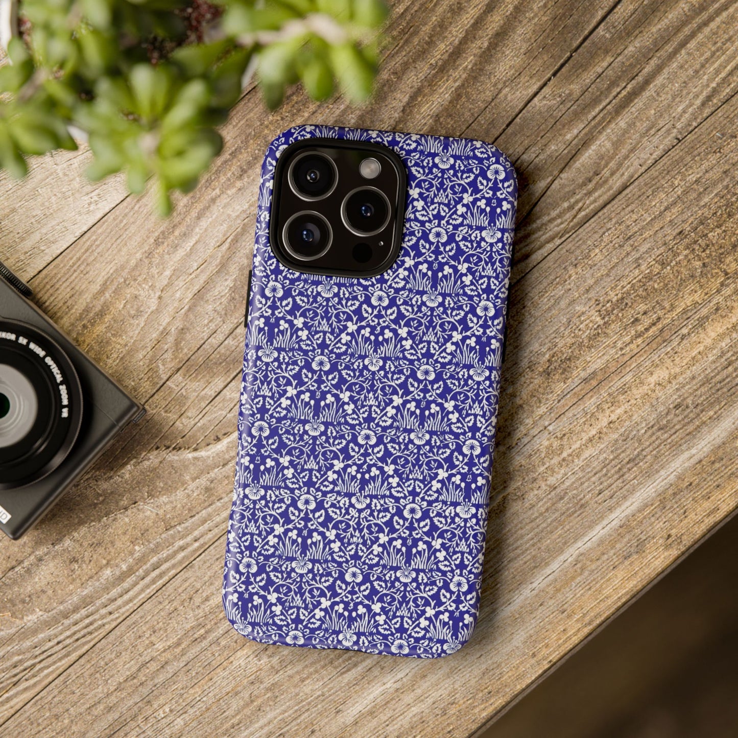 Elegant Floral Phone Case - Tough Cases, Blue Floral Design, Stylish Phone Accessory, Unique Gift, Modern Tech Protection