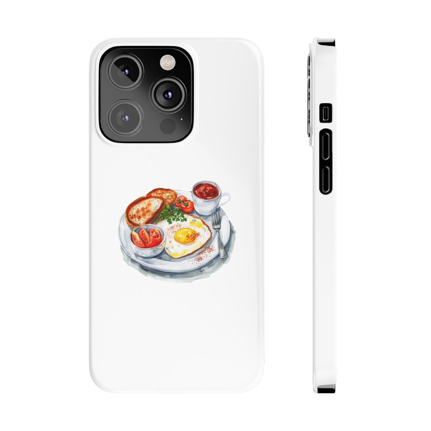 Breakfast Lover Slim Phone Cases, Cute Food Phone Accessories, Coffee Morning Aesthetic, Gift for Foodies, Kitchen Decor Cases