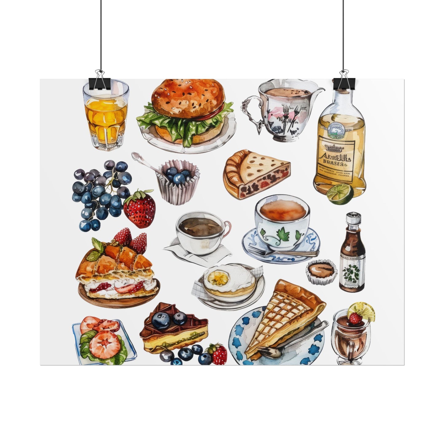 Foodie Wall Art Print, Kitchen Decor, Gourmet Food Poster, Culinary Art for Food Lovers, Cafe Aesthetic Home Decor