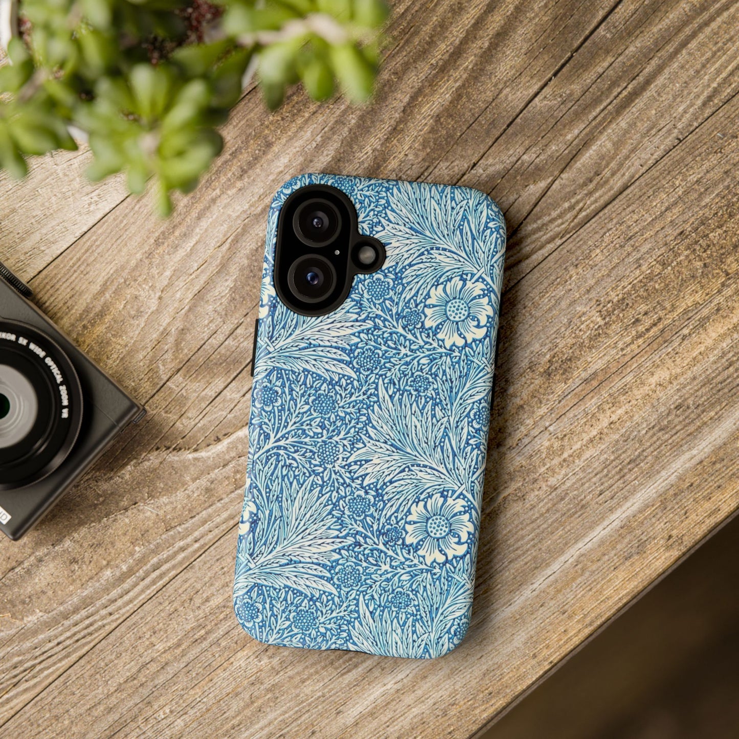 Stylish Phone Case, Tough Floral Phone Cover, Fashionable Tech Accessory, Gift for Her, Blue Flower Design