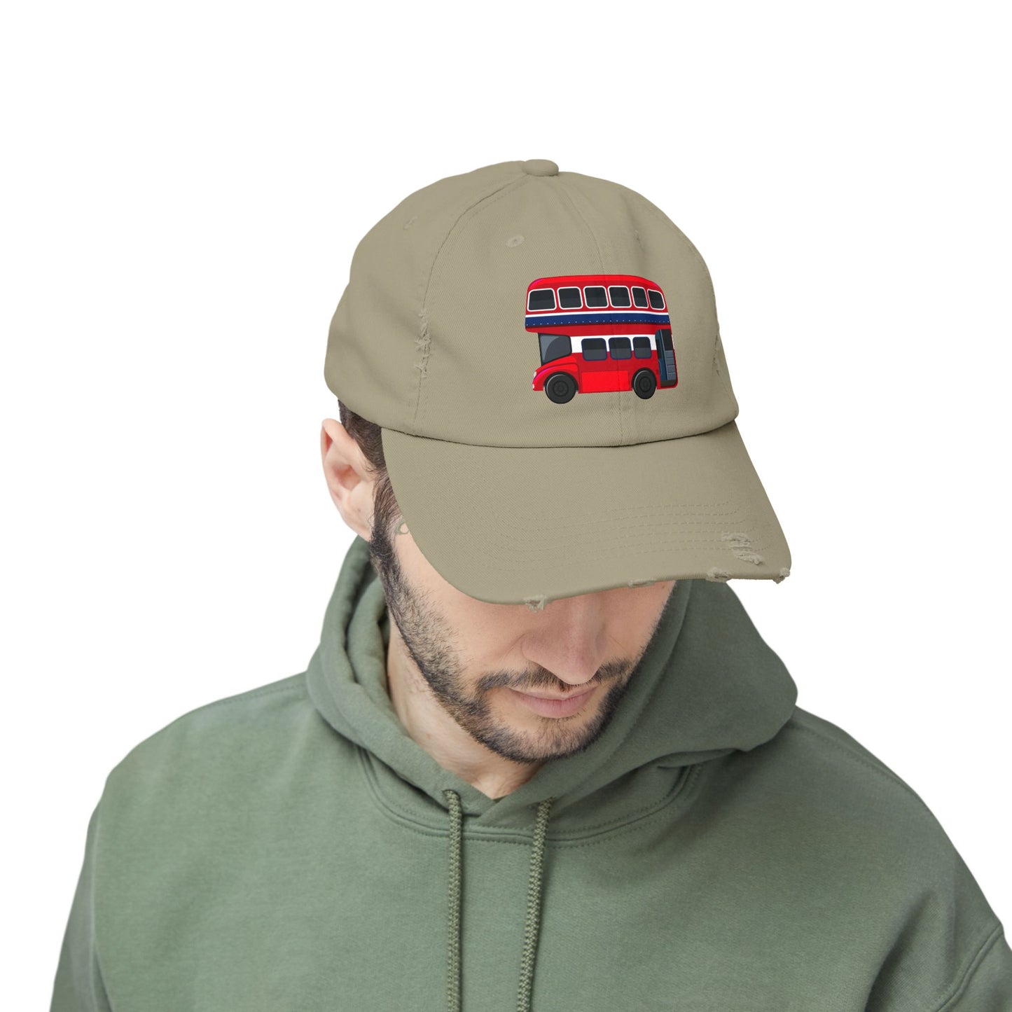 Vintage London Bus Cap, Unisex Distressed Cap, Casual Streetwear, Gift for Travelers, Retro Hat, Summer Accessory, Fun Fashion