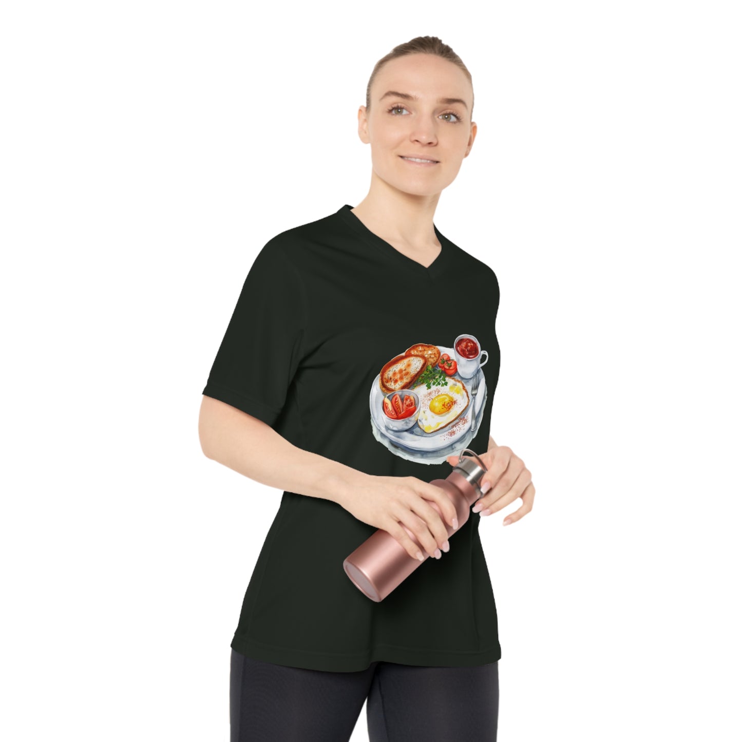 Women's Performance V-Neck T-Shirt - Artistic Food-Themed Painting for Home Decor