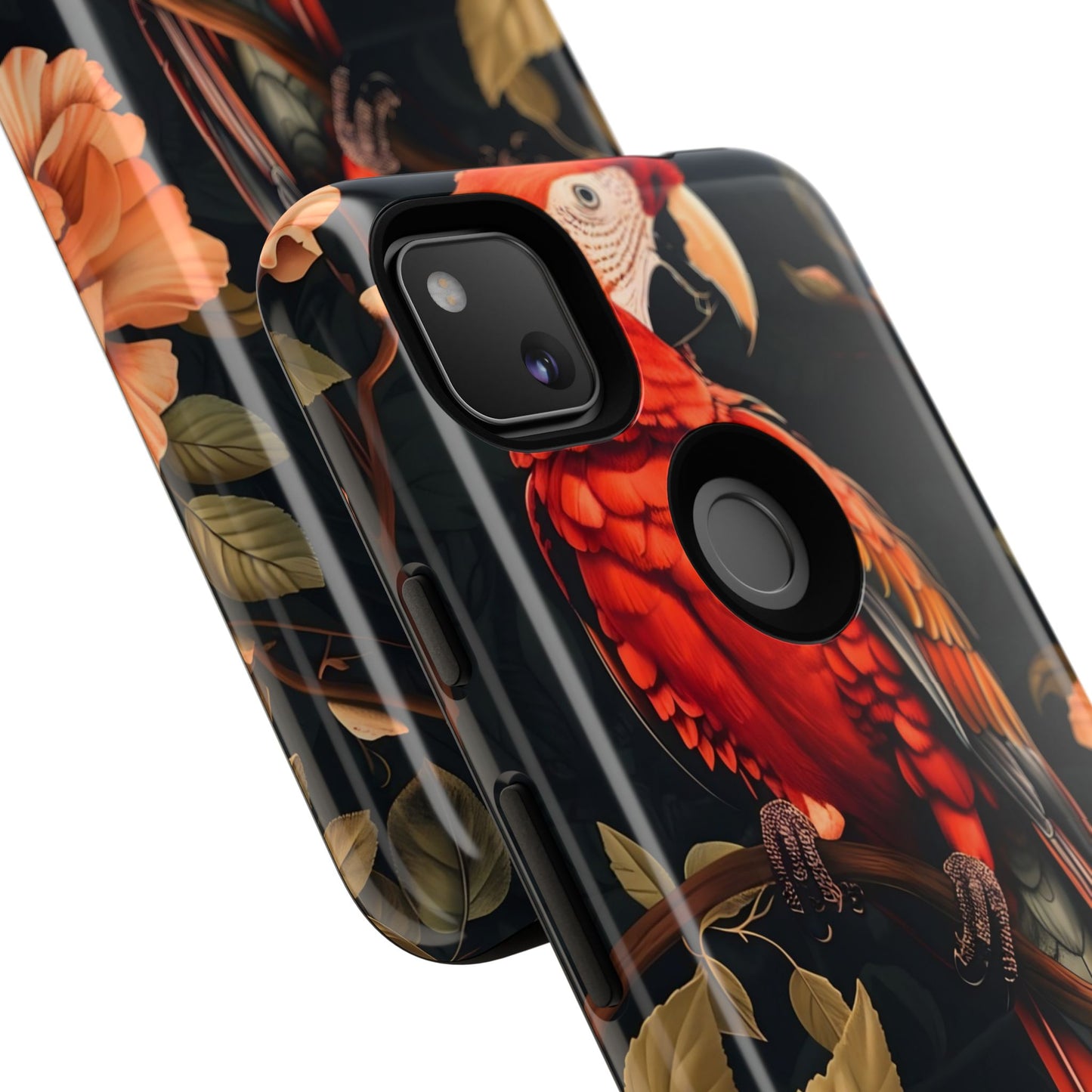 Vibrant Tropical Phone Case with Parrot Design, Bird Lovers Gift, Floral Phone Cover, Nature Inspired Accessories, Tough Cases