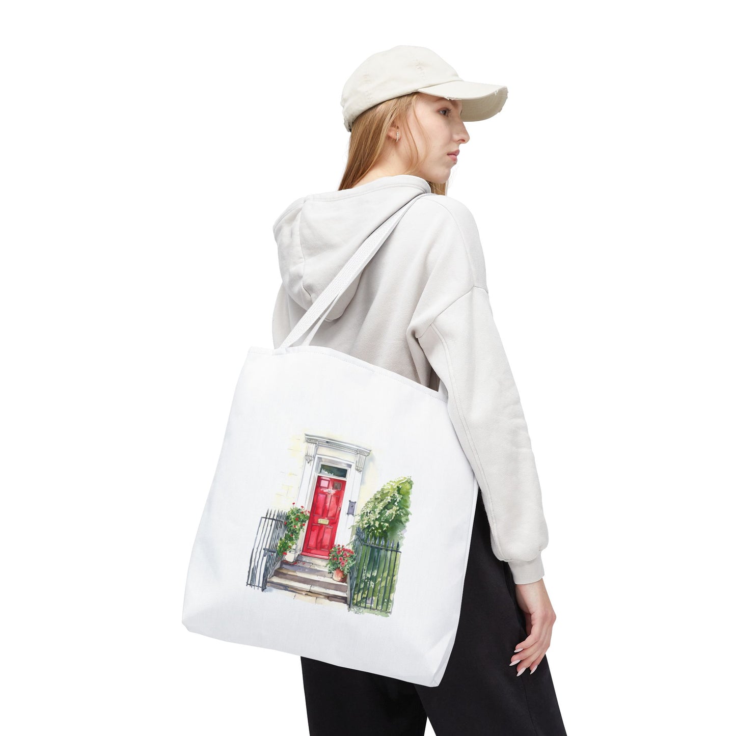 Charming Red Door Tote Bag, Eco-Friendly Shopping Bag, Gift for Garden Lovers, Summer Canvas Bag, Perfect for Casual Outings