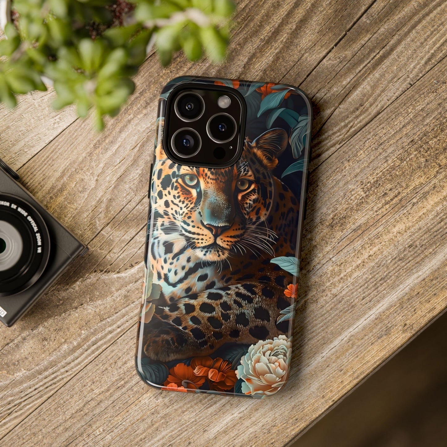 Wildlife Phone Case with Leopard Design | Tough Cases, Animal Prints, Floral Phone Cover, Gift for Nature Lovers, Unique Phone Accessories