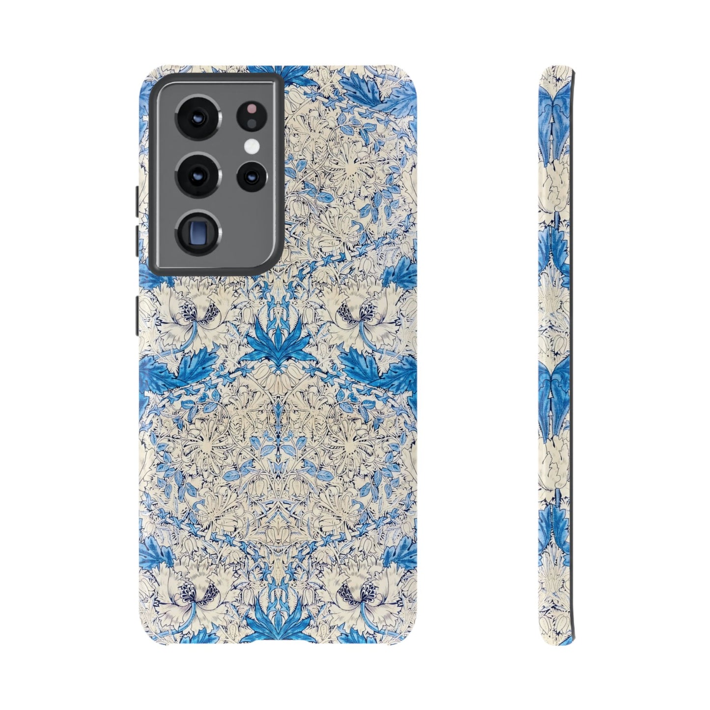 Elegant Floral Phone Case, Tough iPhone Cover, Stylish Mobile Protector, Blue Patterned Case, Unique Gift for Her