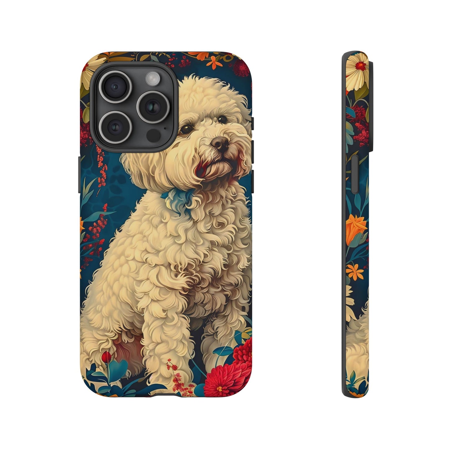 Cute Dog Phone Case, Pet Lover Gift, Floral Design Tough Case, Custom Dog Art, Birthday Gift for Dog Owners, Unique Phone Accessories