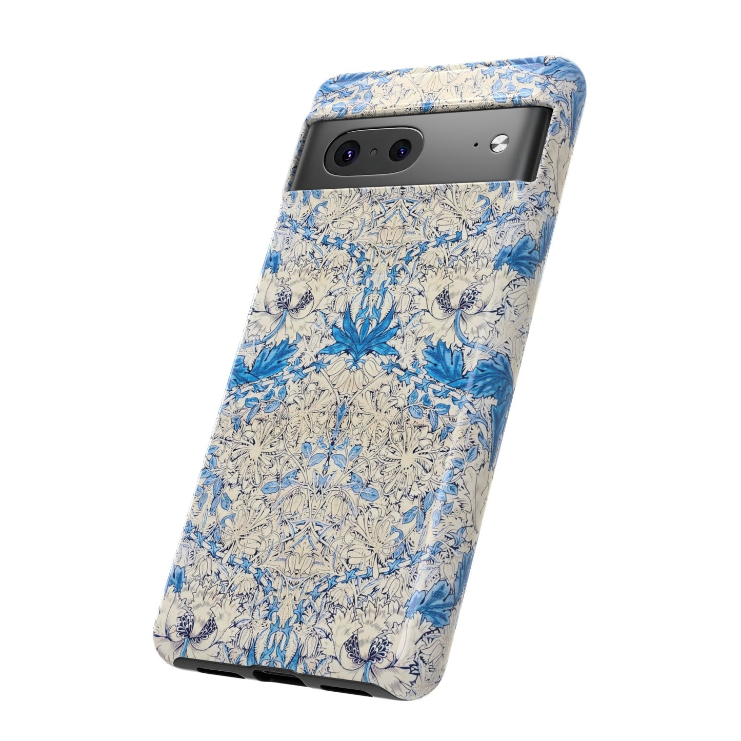 Elegant Floral Phone Case, Tough iPhone Cover, Stylish Mobile Protector, Blue Patterned Case, Unique Gift for Her