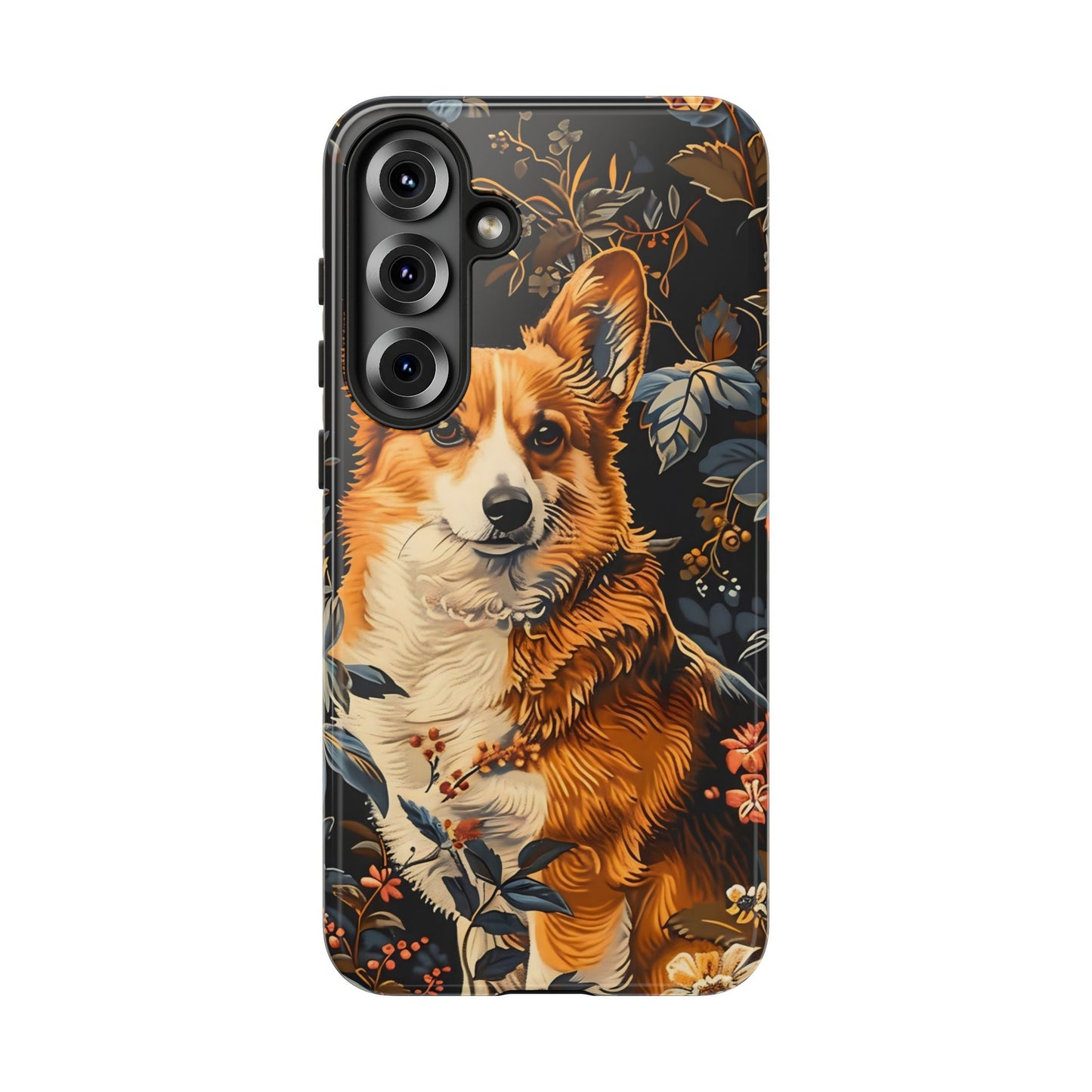 Corgi Floral Phone Case - Tough Cases for Dog Lovers, Cute Pet Accessories, Gift for Dog Owners, Floral Design, Personalized Tech Cover