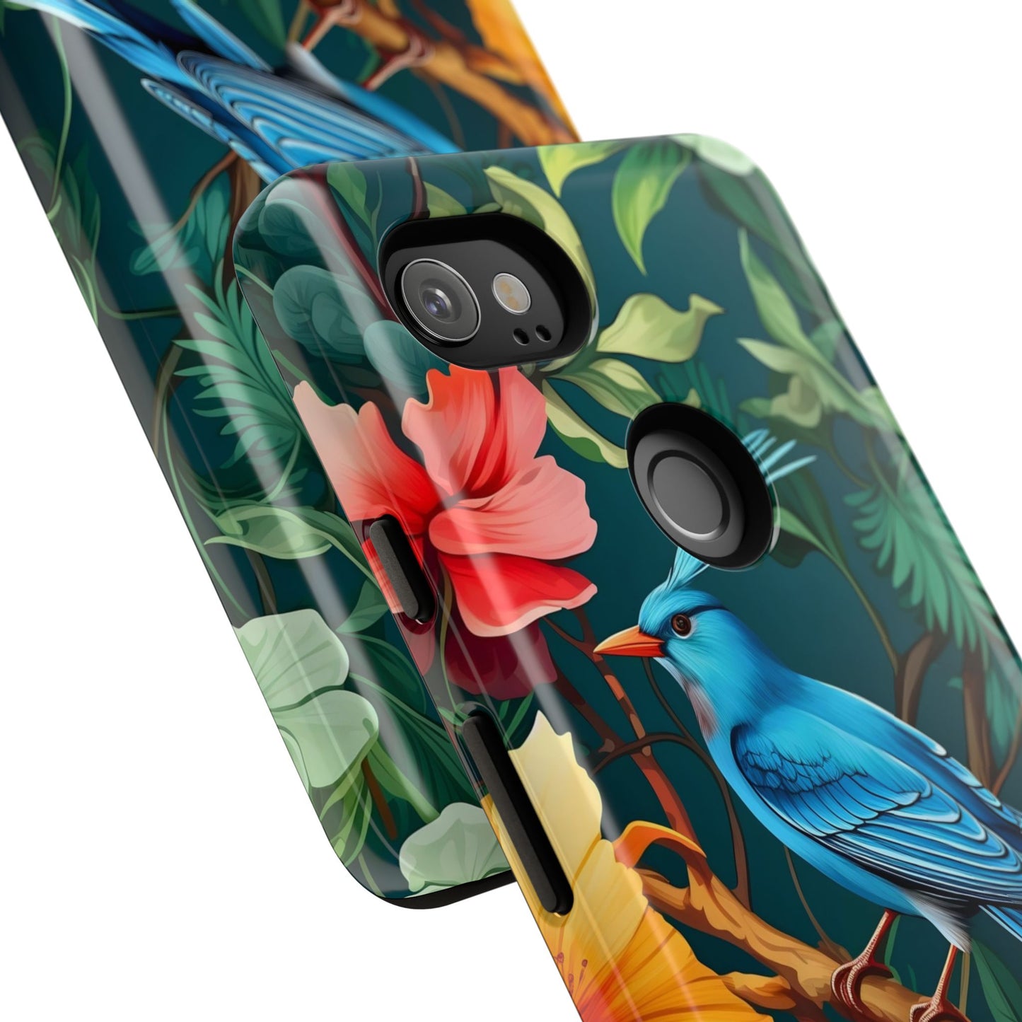 Tough Cases - Vibrant Bird Phone Case, Floral Design, Nature Lover, Unique Gift, Stylish Protection, Phone Accessories