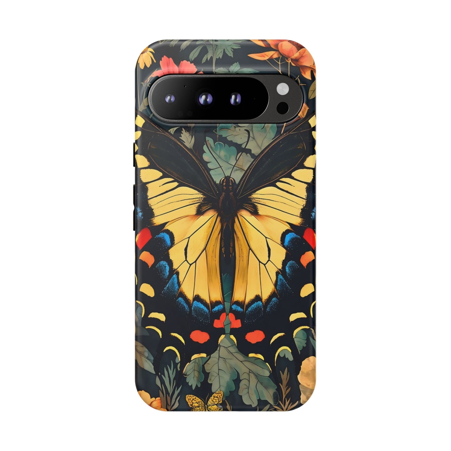 Butterfly Floral Phone Case, Art-inspire Tough Case, Gift for Nature Lovers, Butterfly Pattern Cover, Eco-Friendly Mobile Accessory