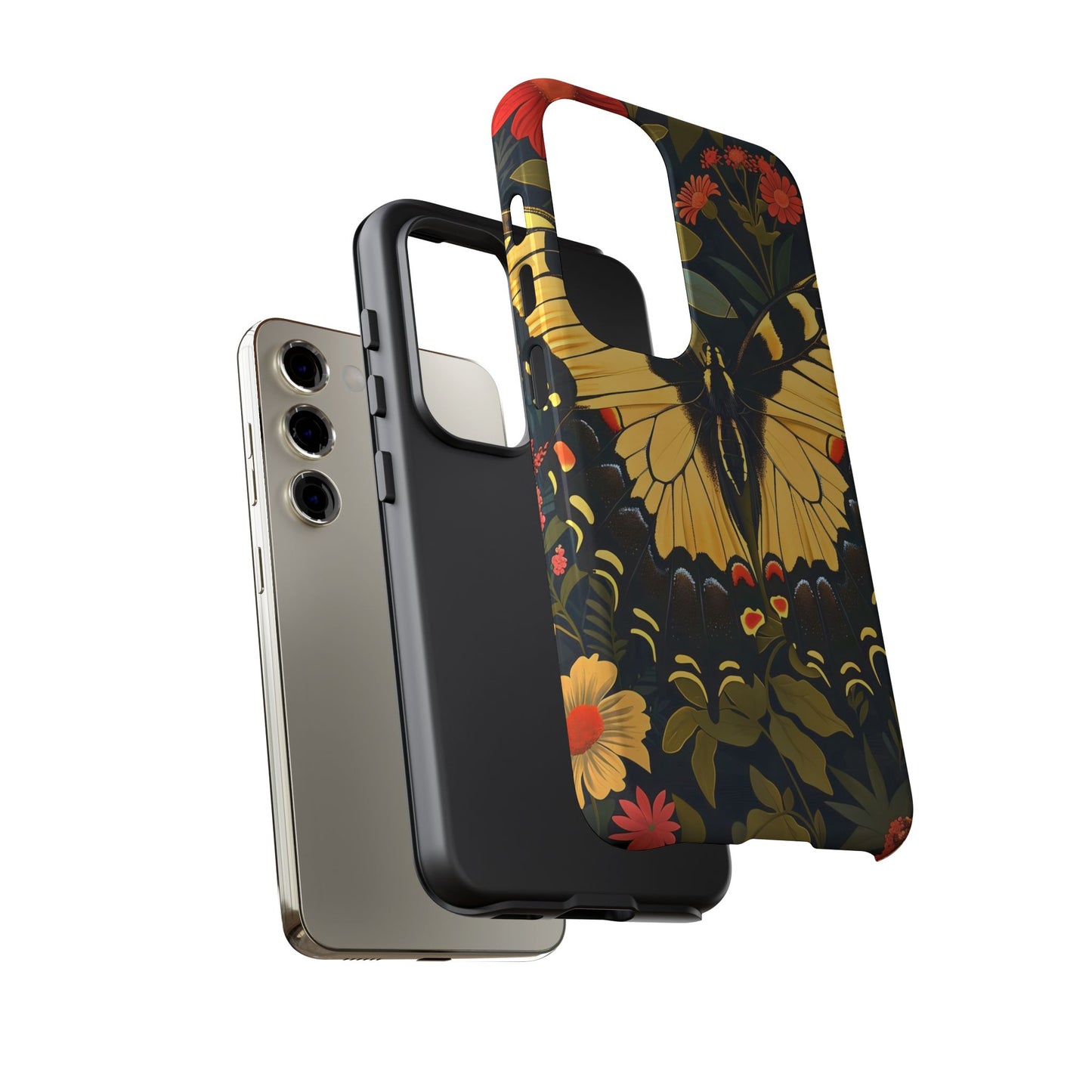 Butterfly Floral Phone Case, Tough Cases with Vibrant Design, Protective Cover for Nature Lovers, Gift for Her