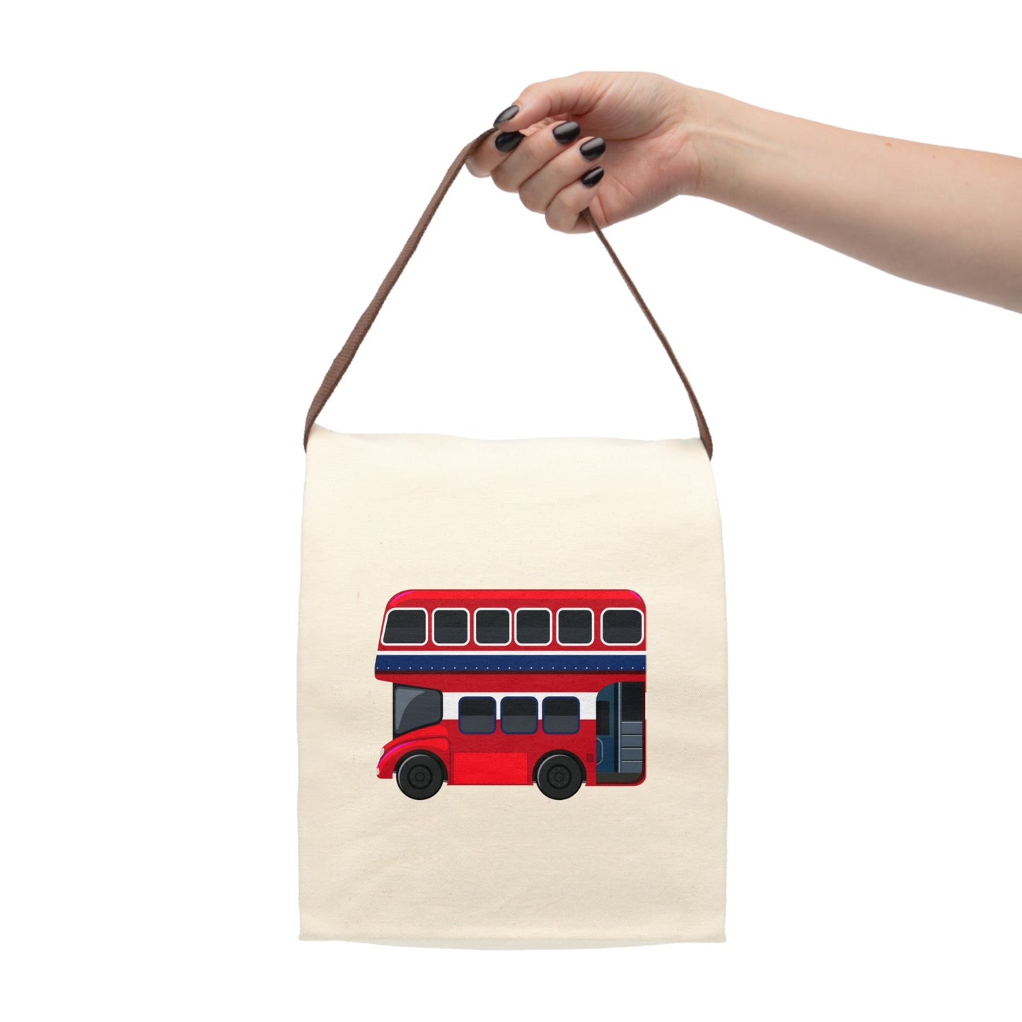 Red double-decker bus Canvas Lunch Bag With Strap