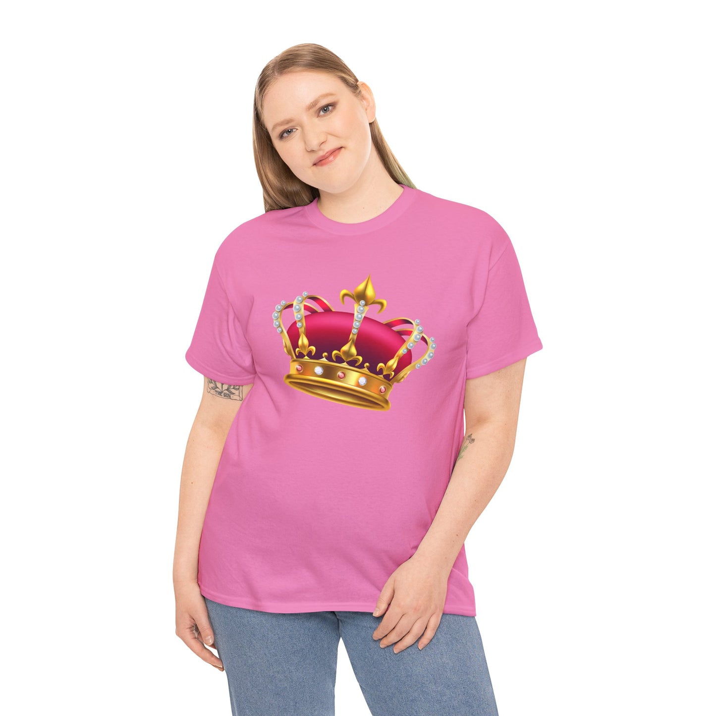Unisex Heavy Cotton Tee - British Royal Crown Design - Iconic Symbol of Monarchy
