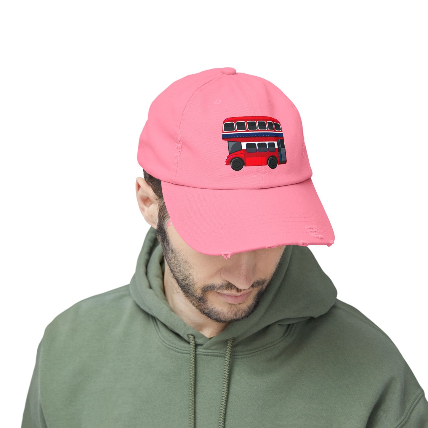 Vintage London Bus Cap, Unisex Distressed Cap, Casual Streetwear, Gift for Travelers, Retro Hat, Summer Accessory, Fun Fashion