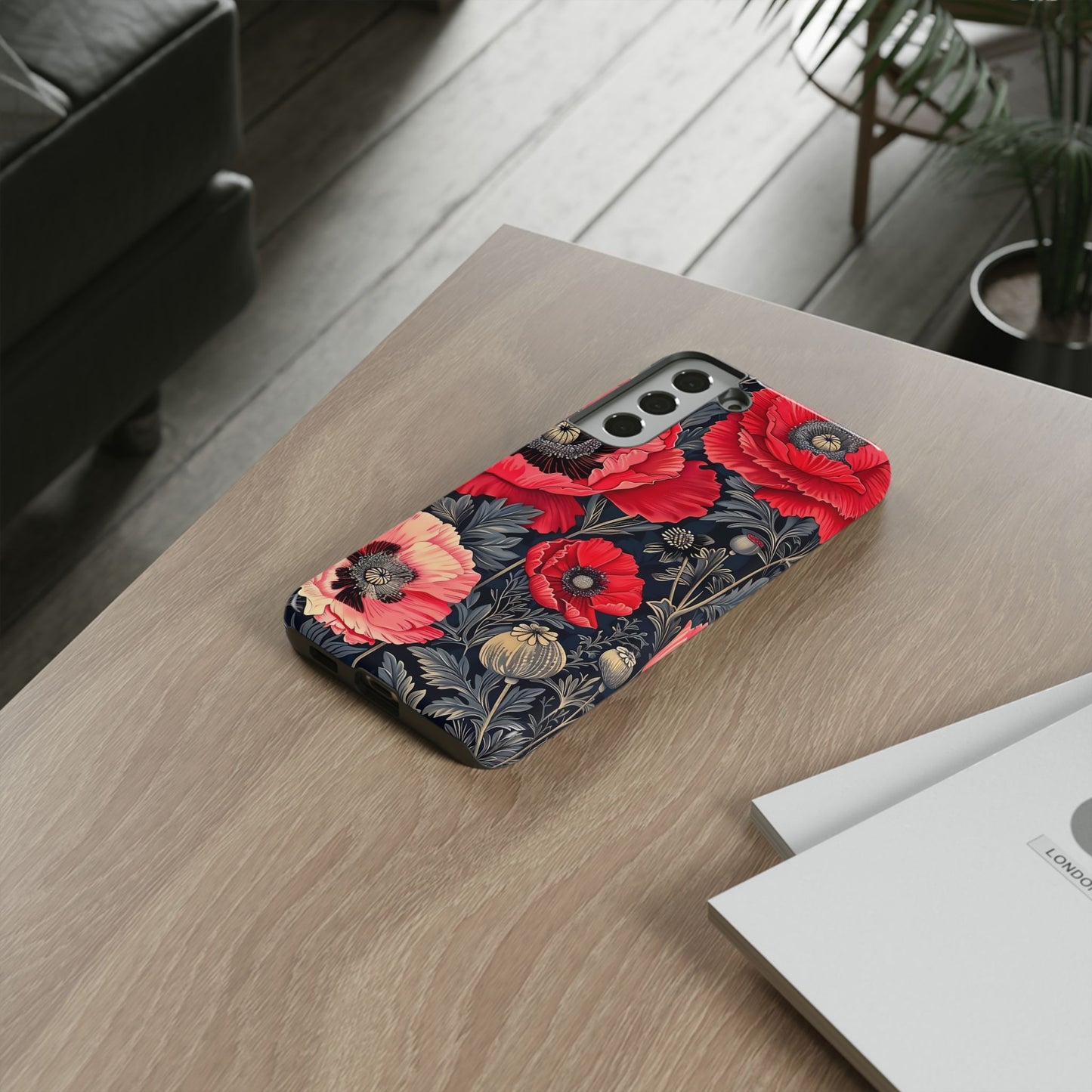 Floral Phone Case with Artistic Poppies, Tough Cases, Flower Design, Nature Lover Gift, Customizable Mobile Cover, Stylish Phone Accessories