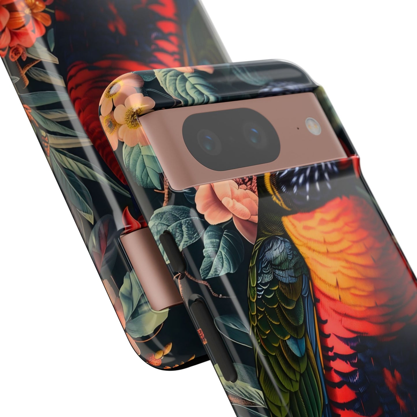 Tropical Parrot Phone Case, Floral Print Protector, Gift for Nature Lovers, Stylish Accessory for Summer, Unique Smartphone Cover