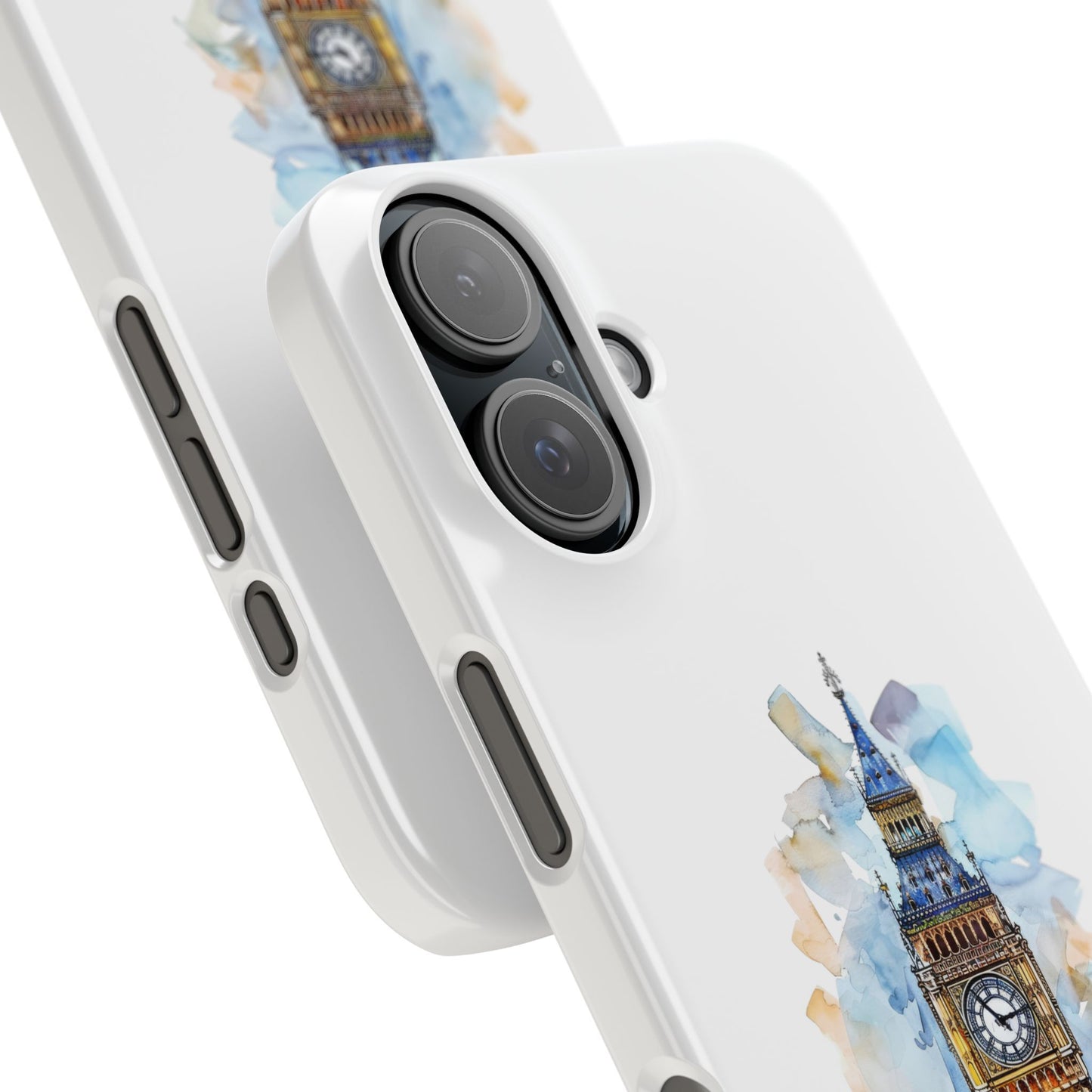 Stylish Slim Phone Case - Big Ben Watercolor Design, Unique Gift for Travelers, London Souvenir, Everyday Use, Phone Accessory