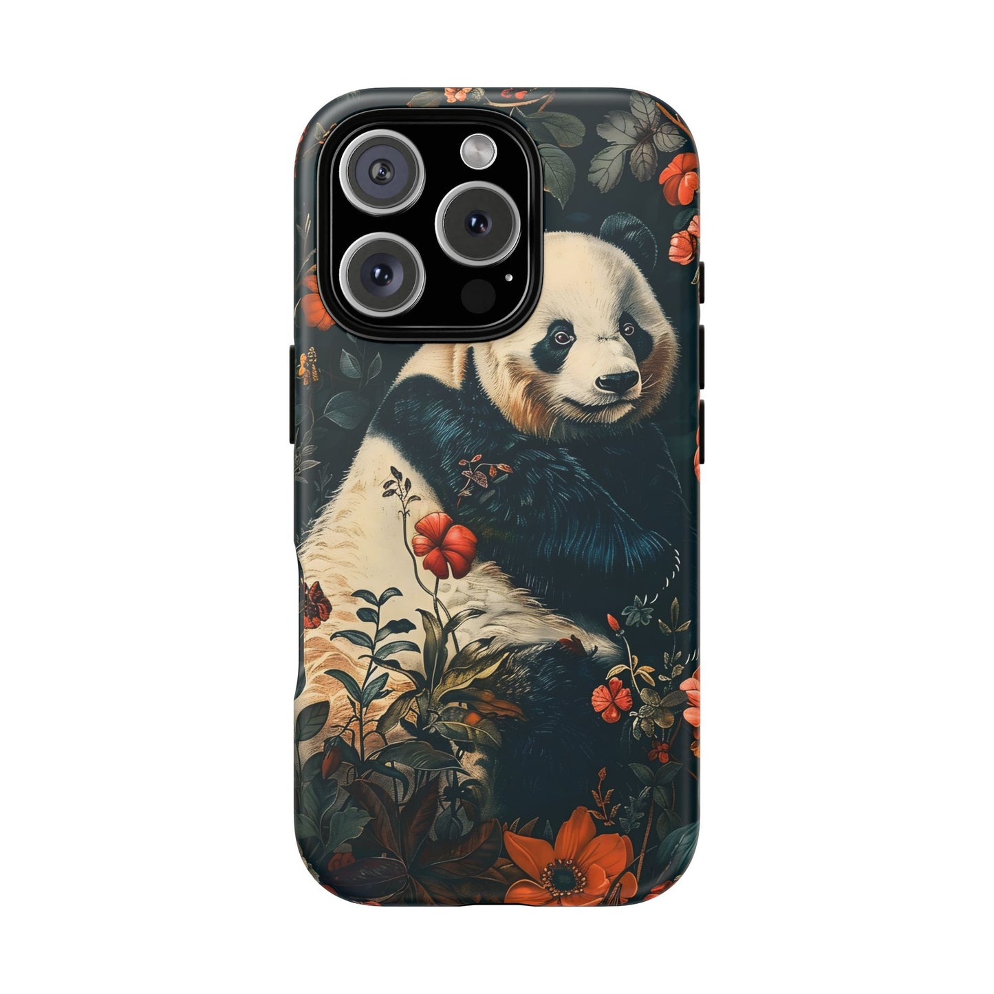 Panda Phone Case, Floral Design Phone Cover, Cute Panda Gift, Nature-Inspired Case, Animal Lover Accessory