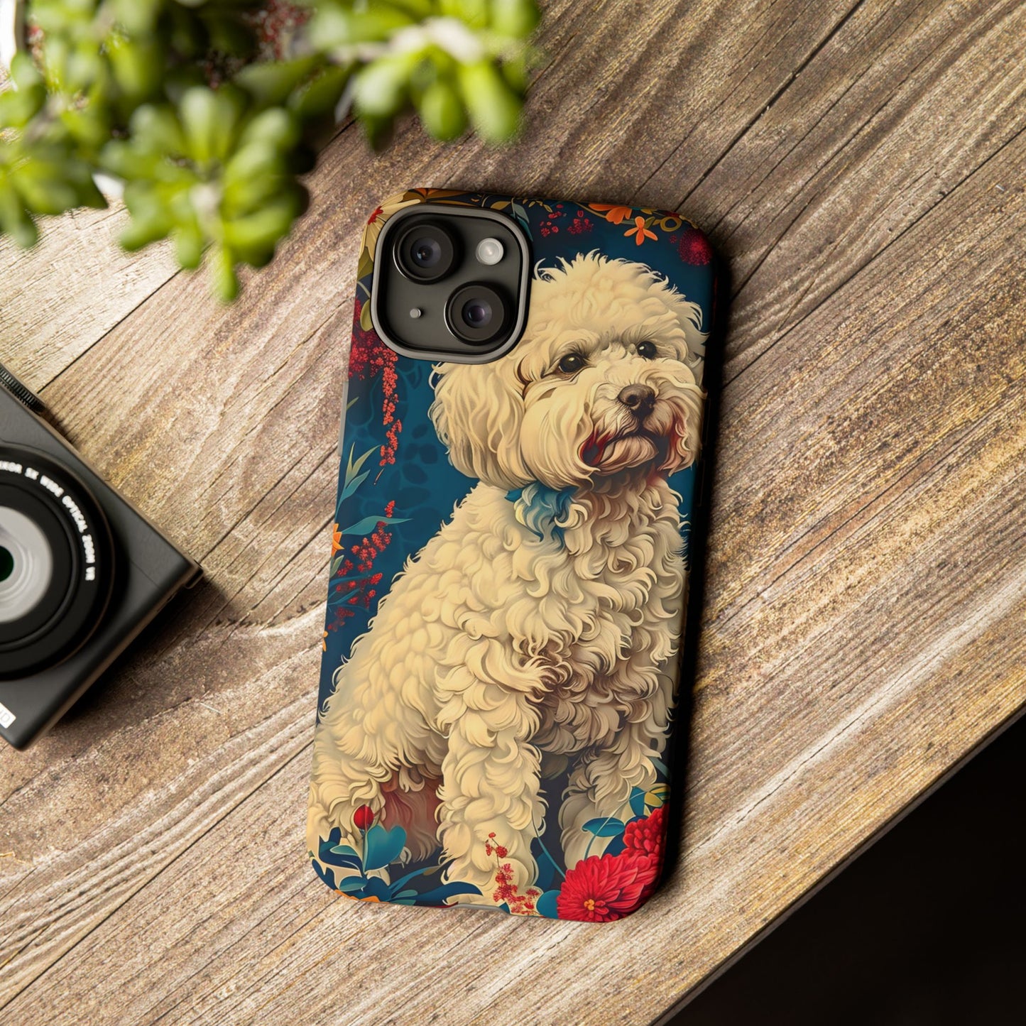 Cute Dog Phone Case, Pet Lover Gift, Floral Design Tough Case, Custom Dog Art, Birthday Gift for Dog Owners, Unique Phone Accessories