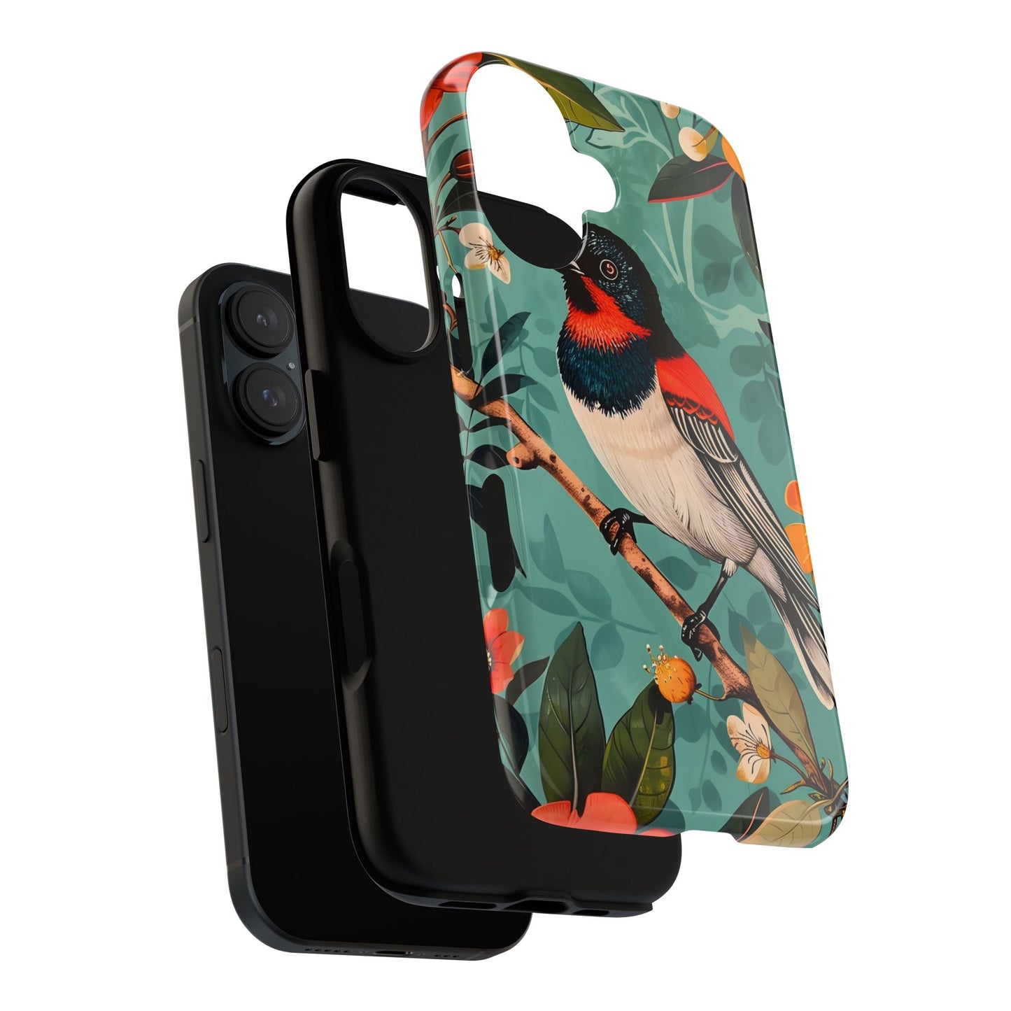 Tough Cases - Floral Bird Phone Case, Colorful Phone Cover, Nature Lover's Gift, Stylish Phone Accessory, Unique Gift Idea