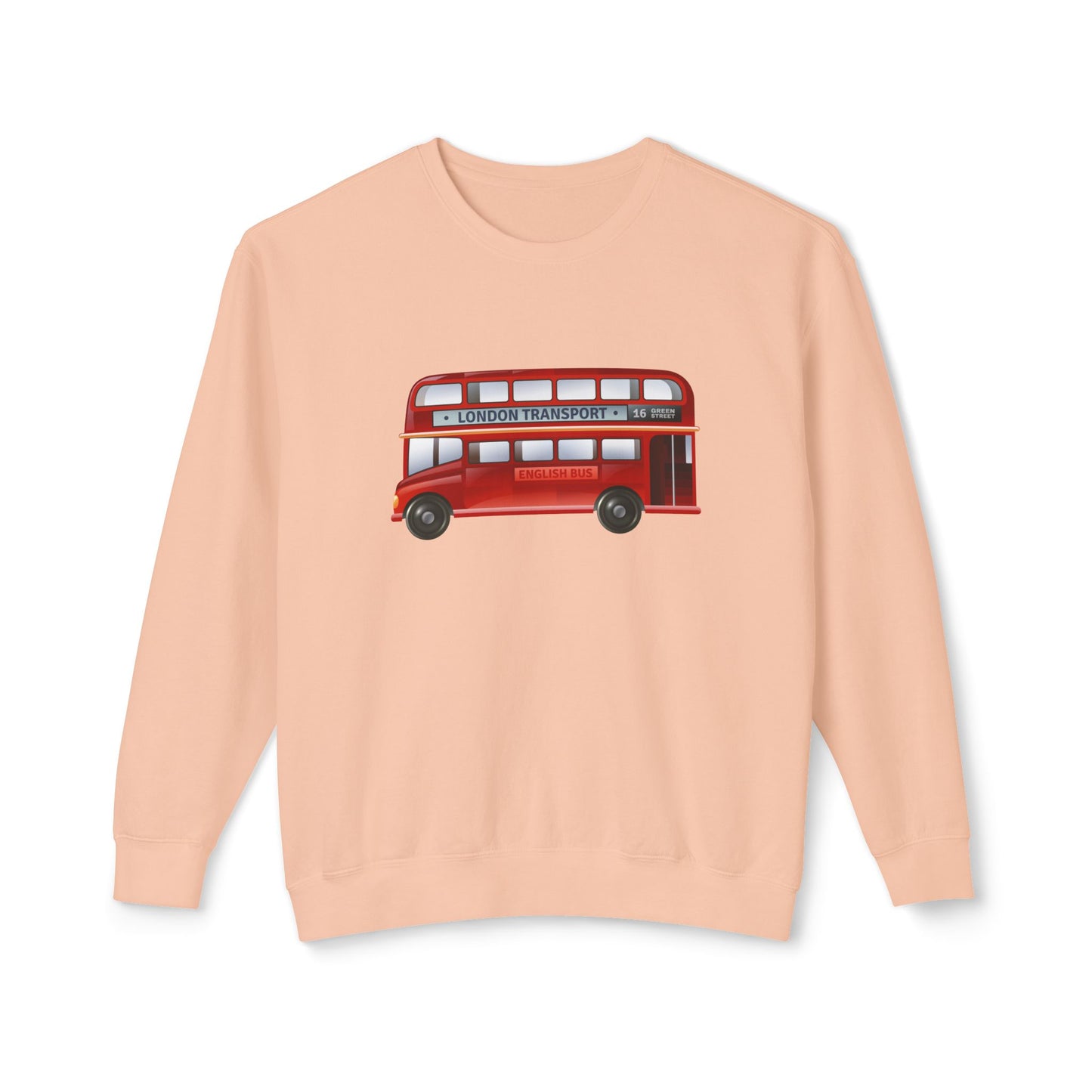 Unisex Lightweight Crewneck Sweatshirt - London Transport English Bus - Iconic Red Double-Decker Bus