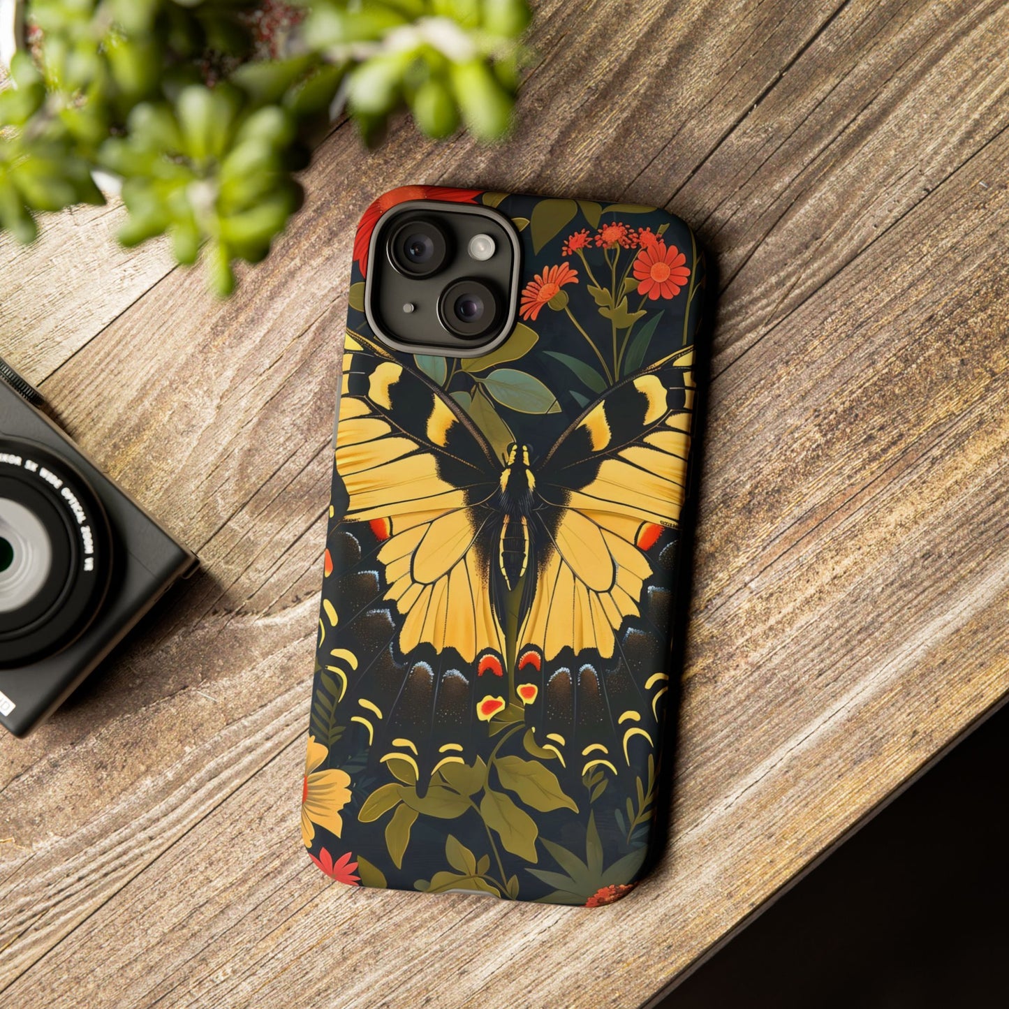 Butterfly Floral Phone Case, Tough Cases with Vibrant Design, Protective Cover for Nature Lovers, Gift for Her