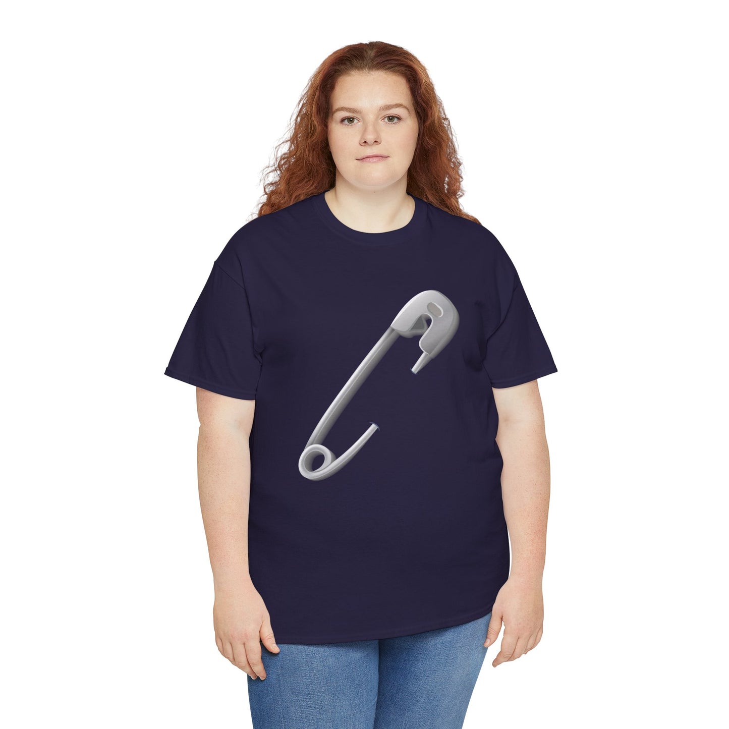Unisex Heavy Cotton Tee - Minimalist Safety Pin Design