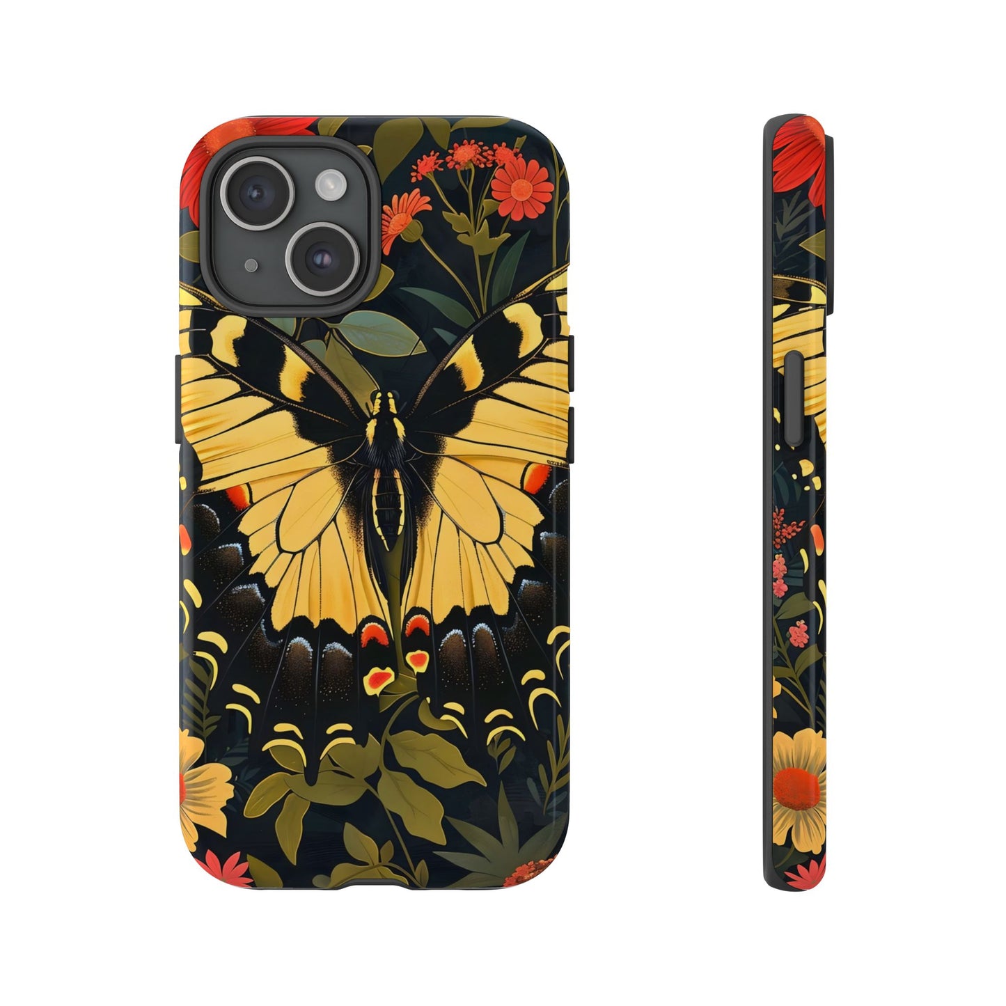 Butterfly Floral Phone Case, Tough Cases with Vibrant Design, Protective Cover for Nature Lovers, Gift for Her