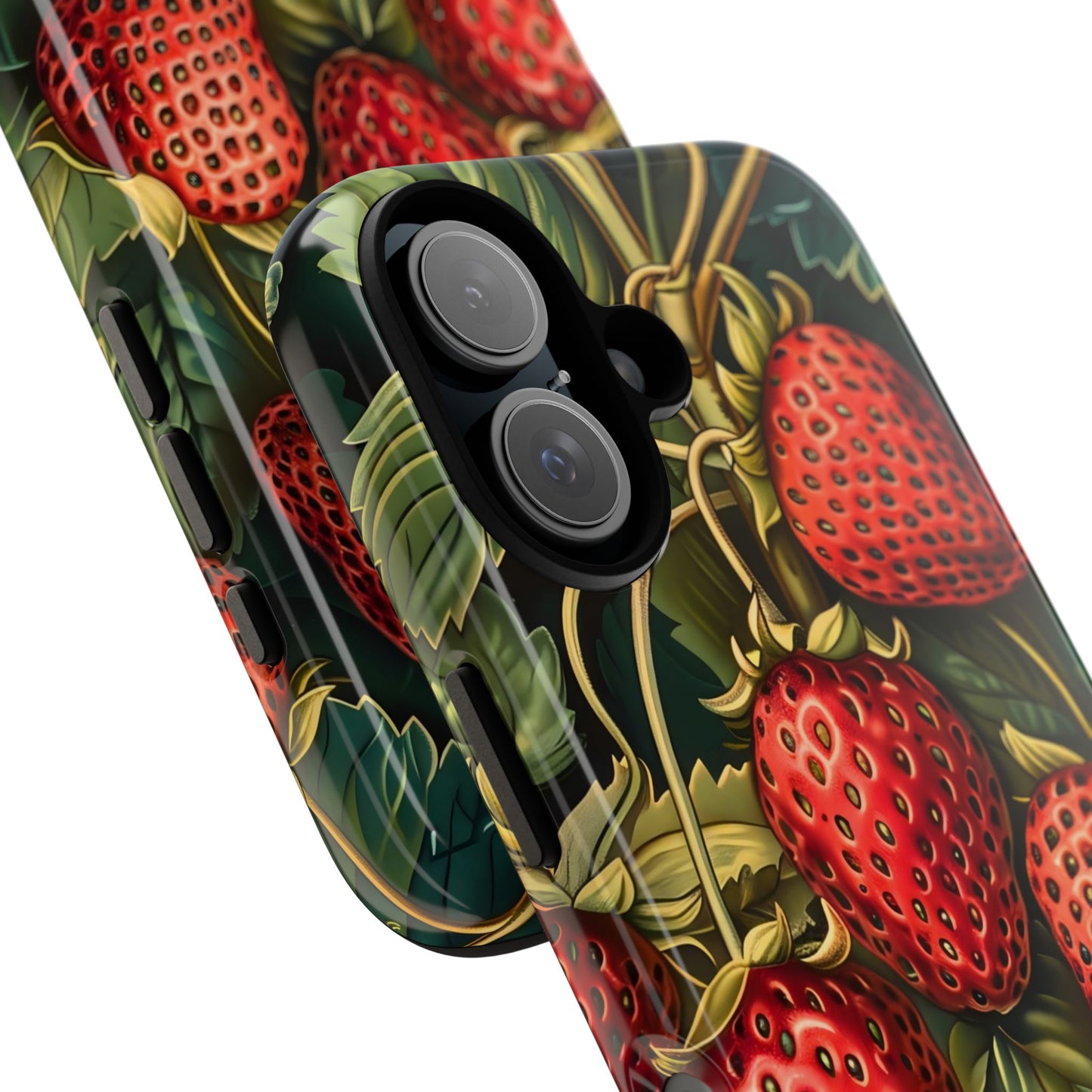Strawberry Phone Case, Tough Berry Case, Floral Phone Cover, Cute Smartphone Shell, Nature-Inspired Gift