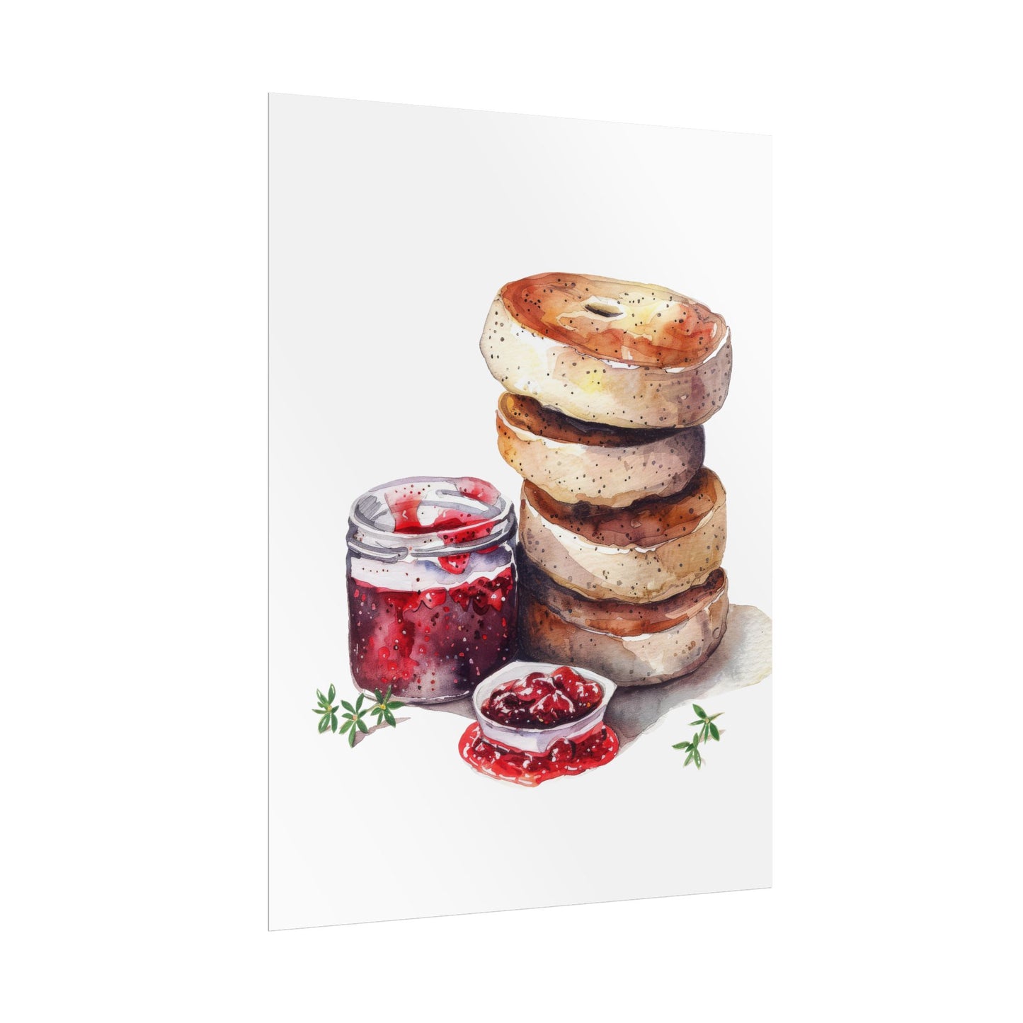 Breakfast Bagel Art Print, Foodie Decor, Kitchen Wall Art, Rolled Poster, Unique Food Gift, Home Cooking Decor