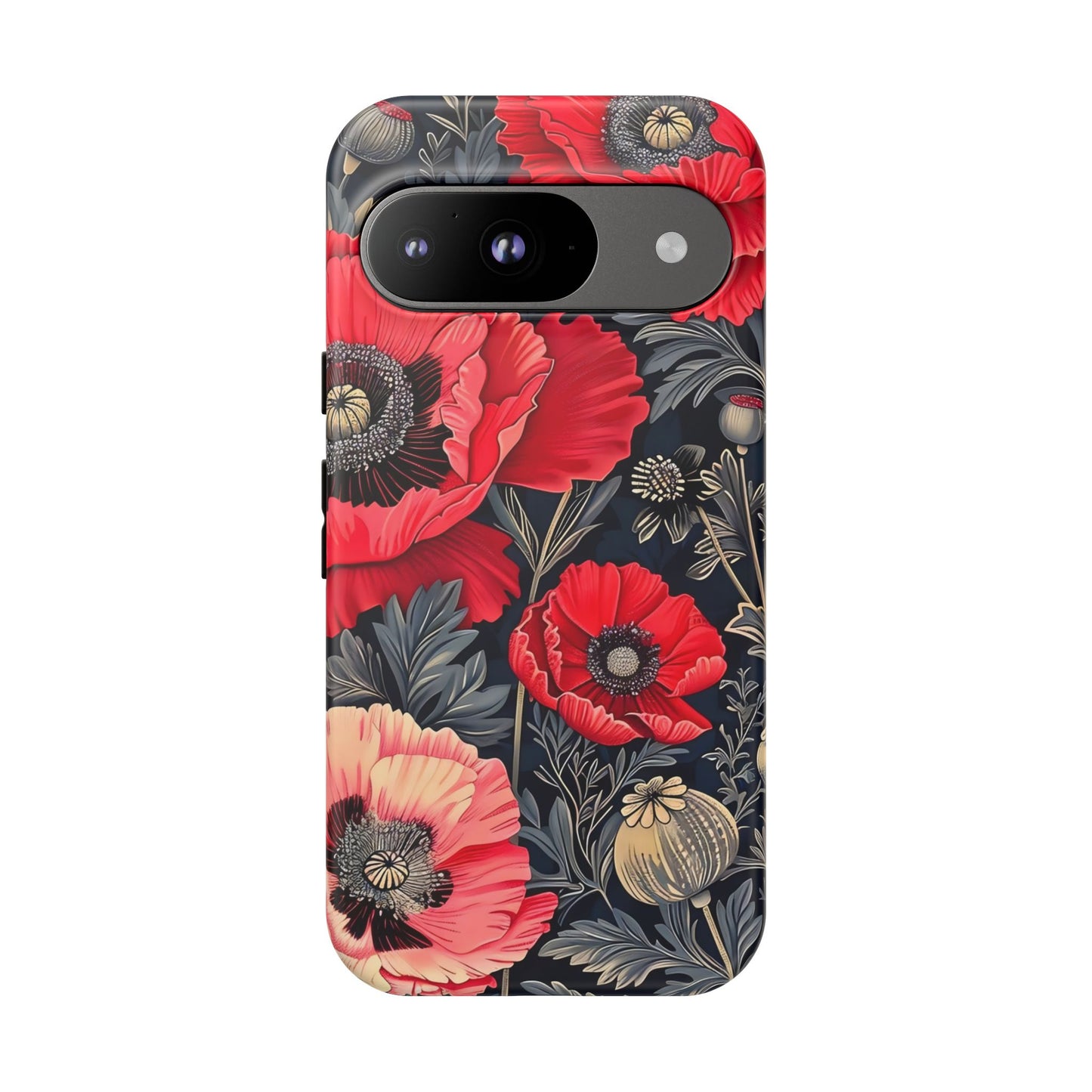 Floral Phone Case with Artistic Poppies, Tough Cases, Flower Design, Nature Lover Gift, Customizable Mobile Cover, Stylish Phone Accessories