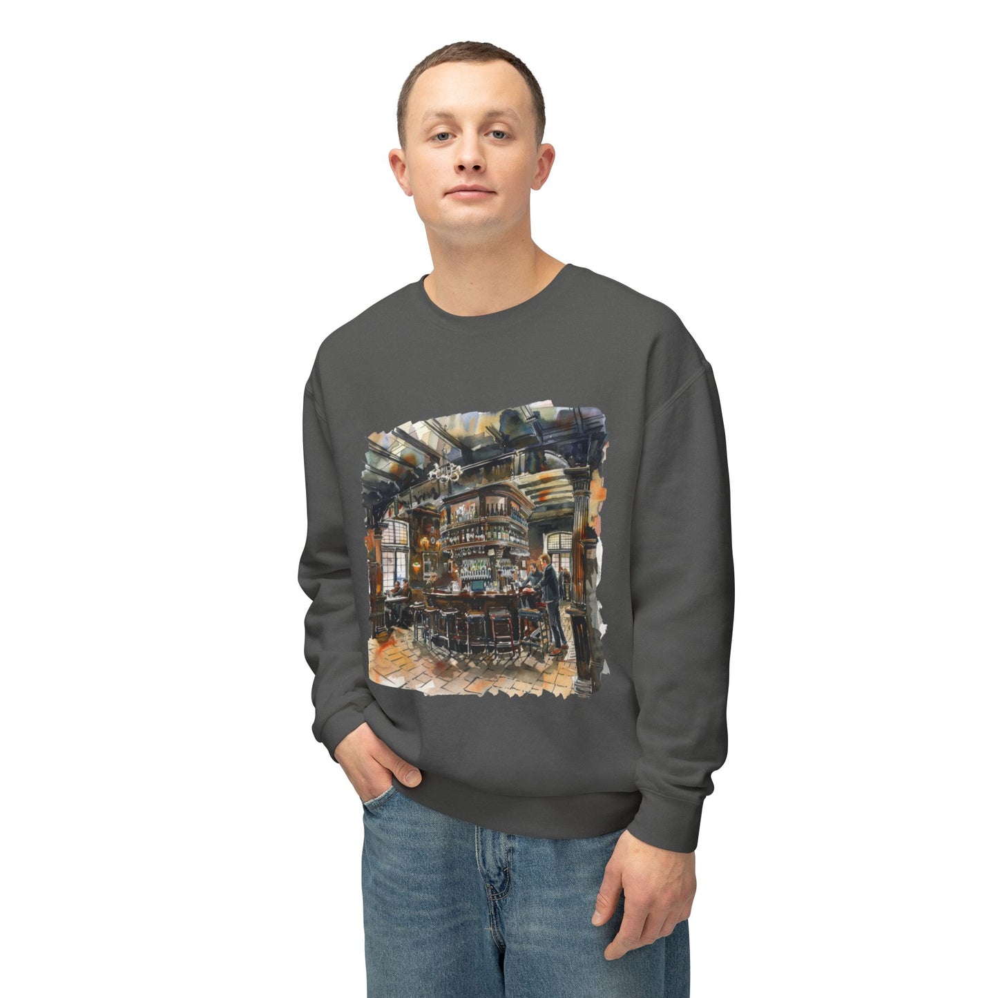 Unisex Lightweight Crewneck Sweatshirt - Cozy British Pub