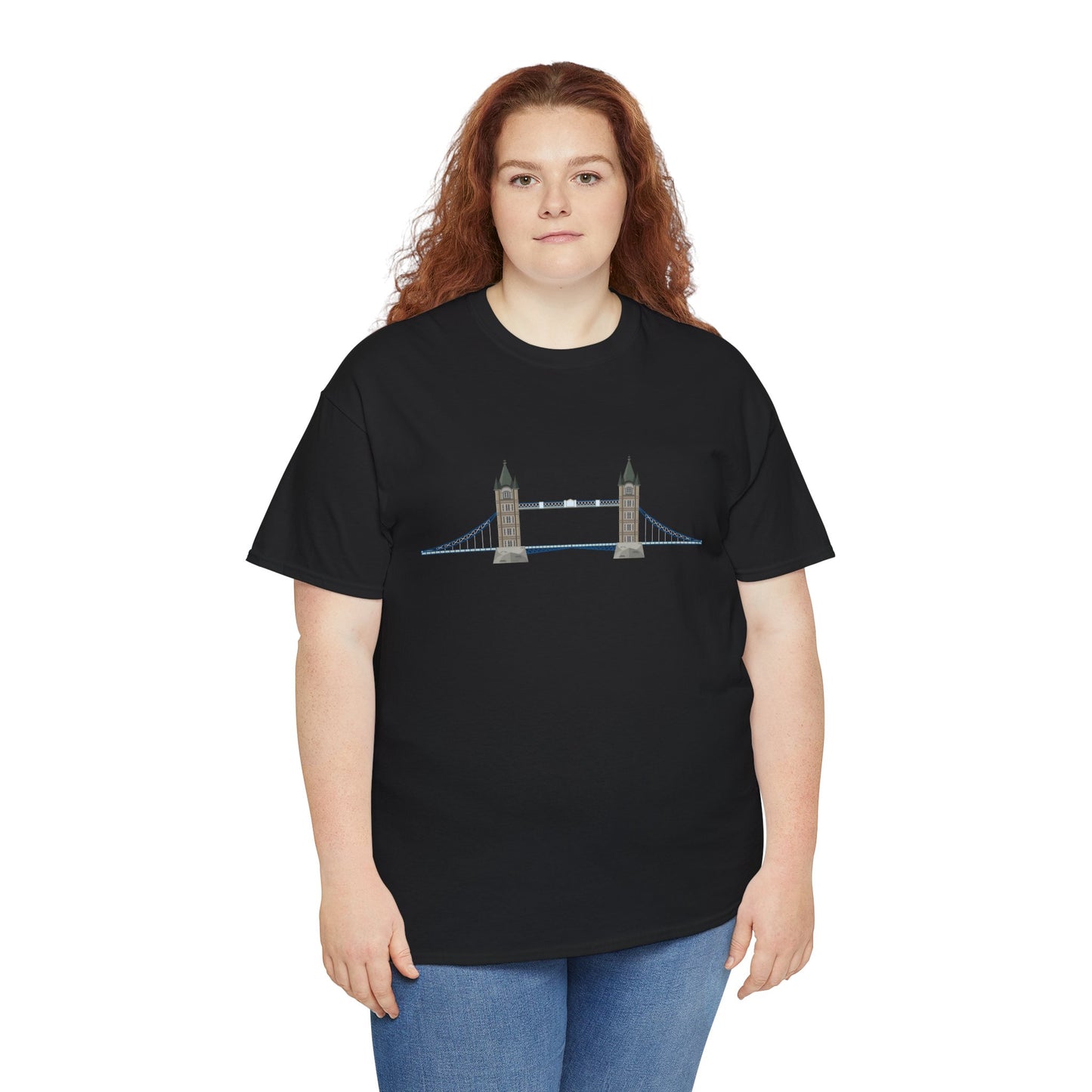 Unisex Heavy Cotton Tee - Tower Bridge - Iconic London Landmark Illustration