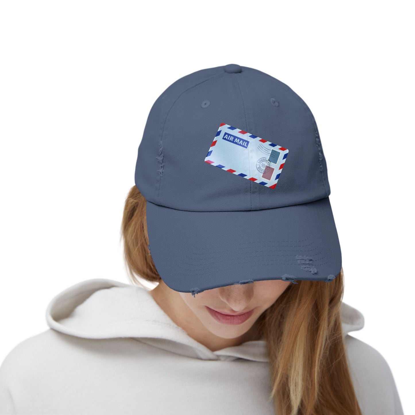 Vintage Air Mail Unisex Distressed Cap, Retro Hat, Casual Wear, Travel Accessories, Gift for Travelers, Summer Apparel